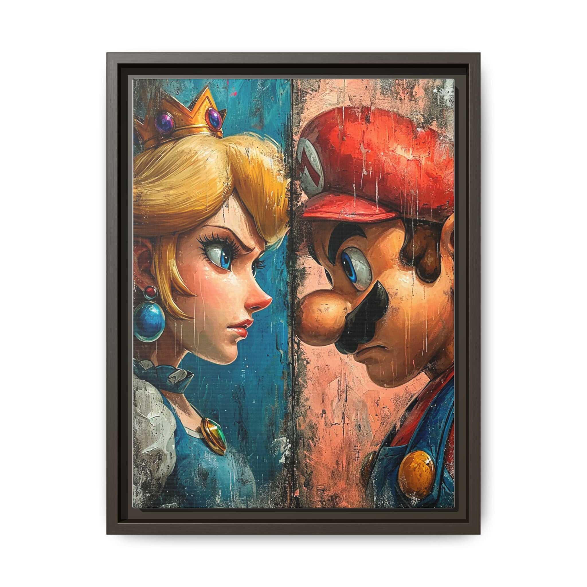 Legends Collide: Pixel Protagonists Reimagined, Gritty Game Art Portrait - Canvas Wall Art
