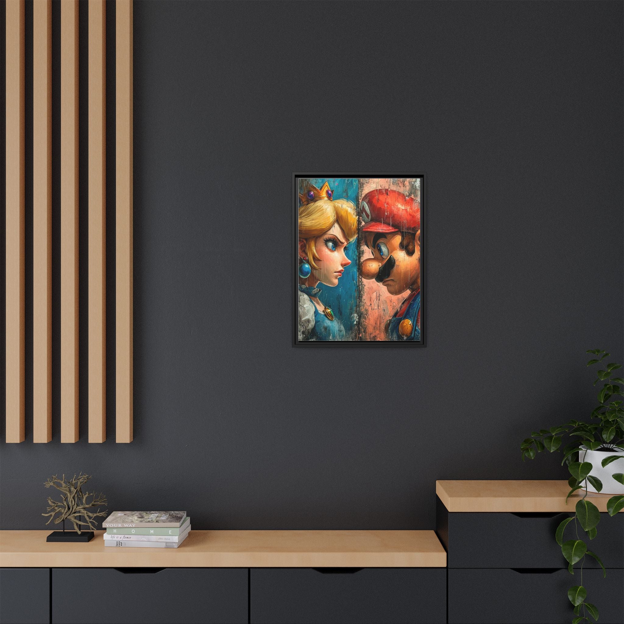 Legends Collide: Pixel Protagonists Reimagined, Gritty Game Art Portrait - Canvas Wall Art