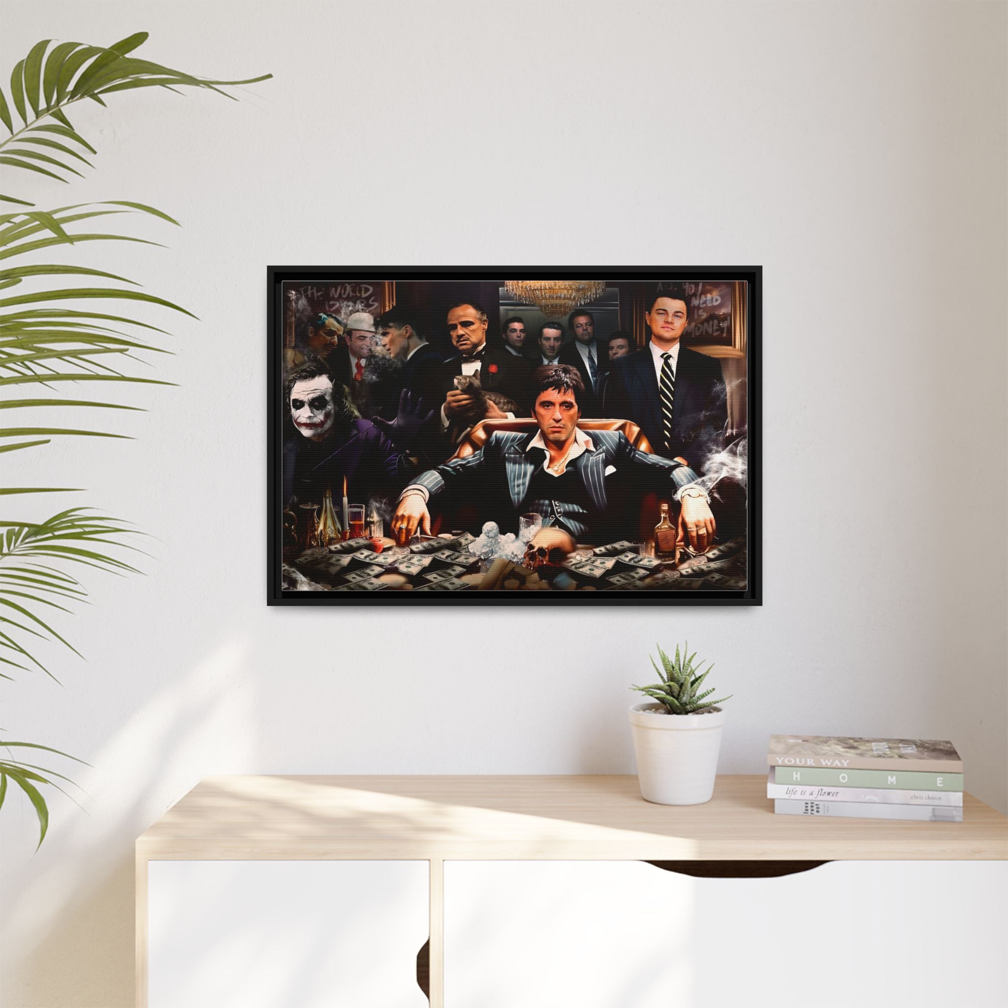 Empire of Shadows: Cinematic Crime Collage, Noir Anthology of Power - Canvas Wall Art