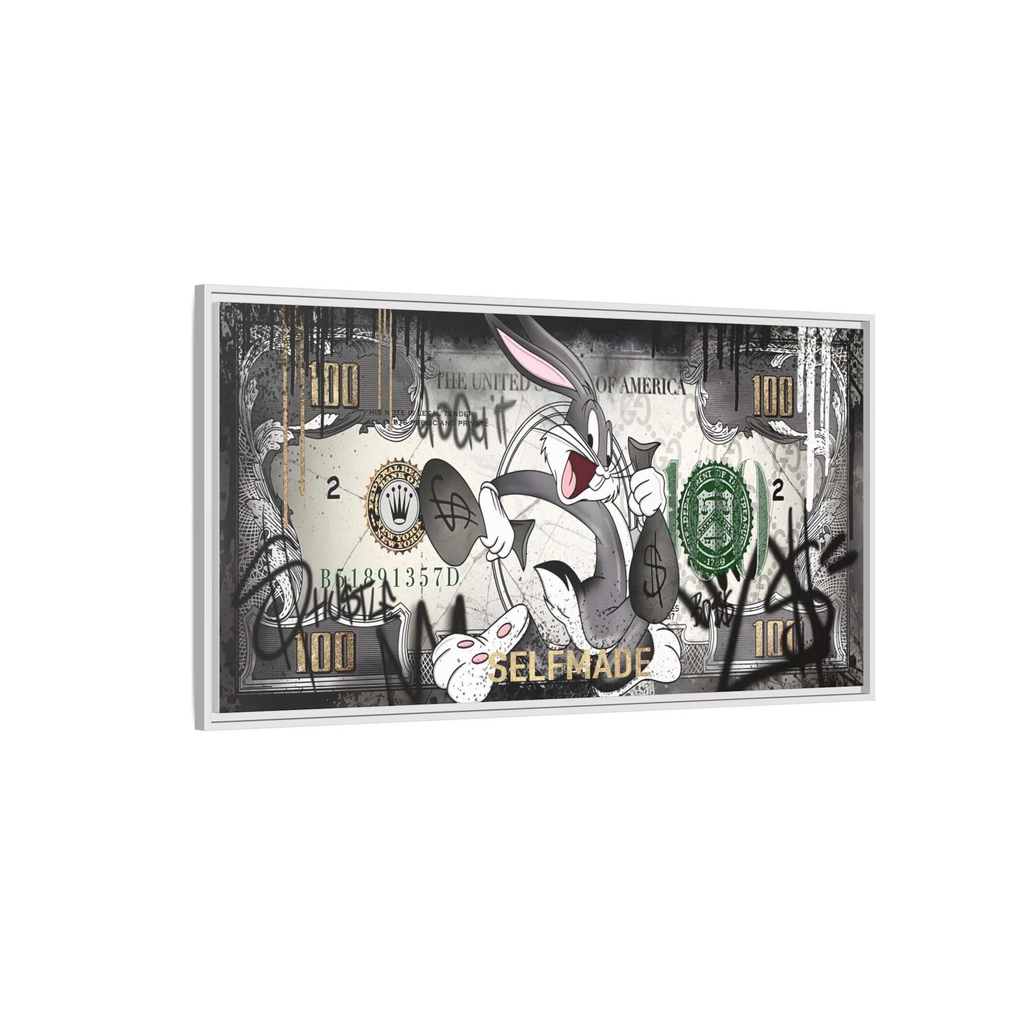 Bunny Benjamins: Pop Art Currency Remix, American Dream Iconography - Canvas Wall Art