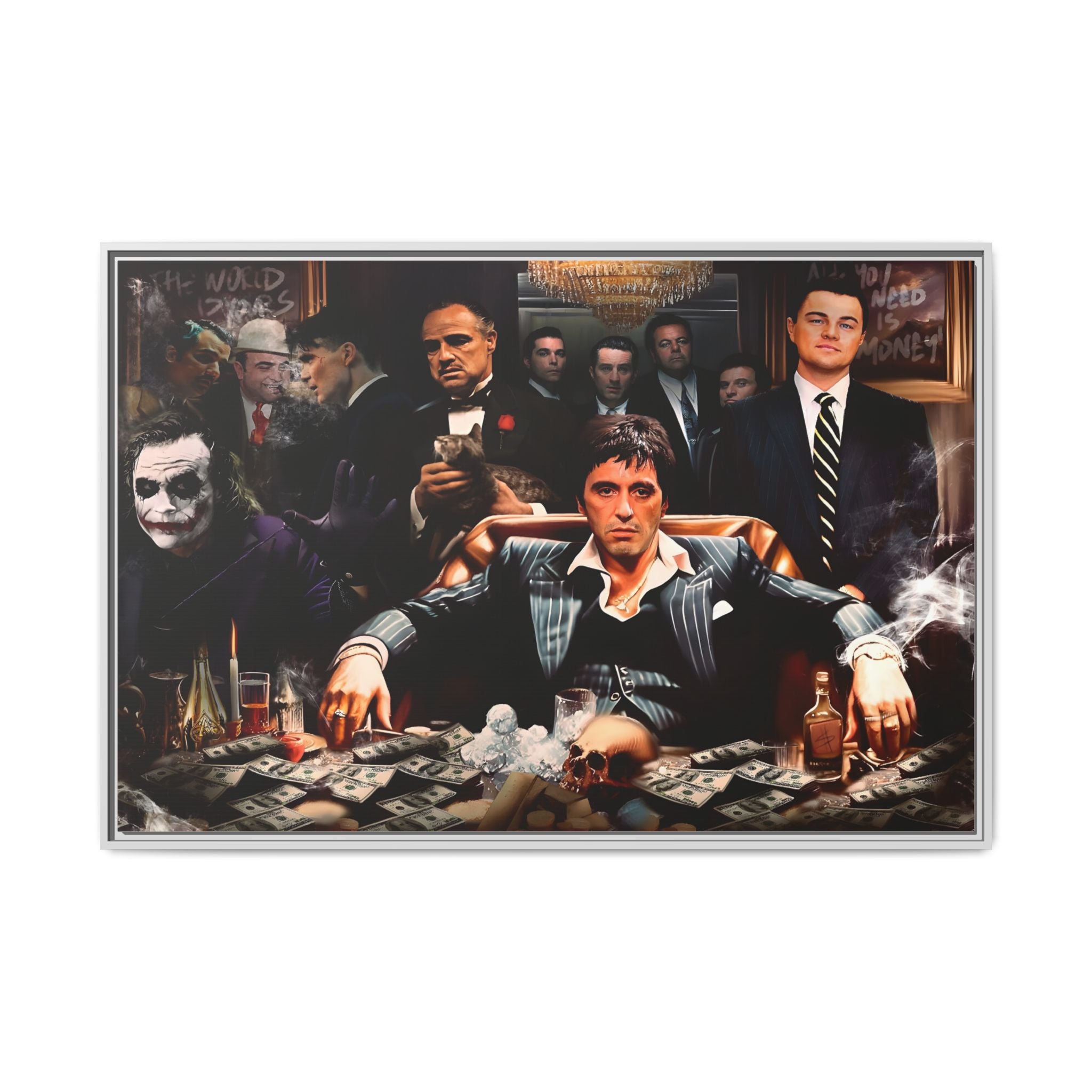 Empire of Shadows: Cinematic Crime Collage, Noir Anthology of Power - Canvas Wall Art