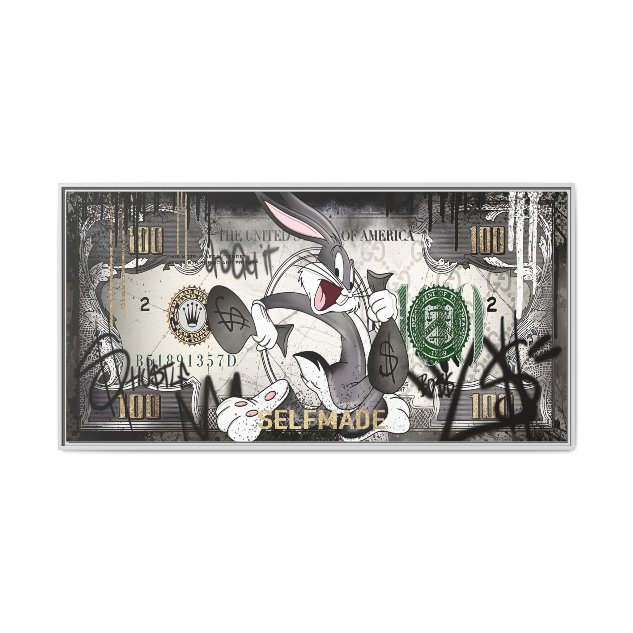 Bunny Benjamins: Pop Art Currency Remix, American Dream Iconography - Canvas Wall Art