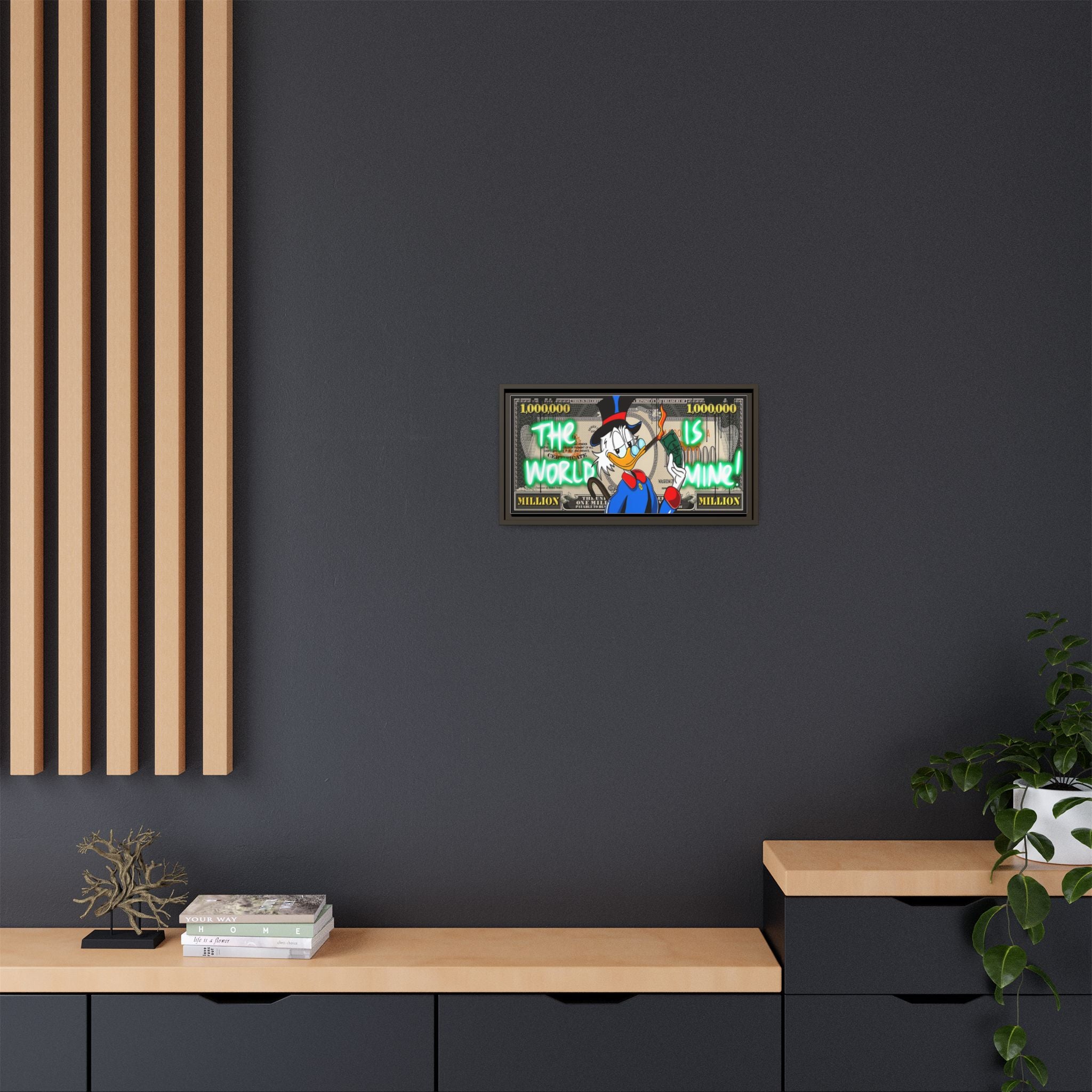Duck Dollar Domination: Pop Art Financial Satire, Disney Character Urban Commentary - Canvas Wall Art
