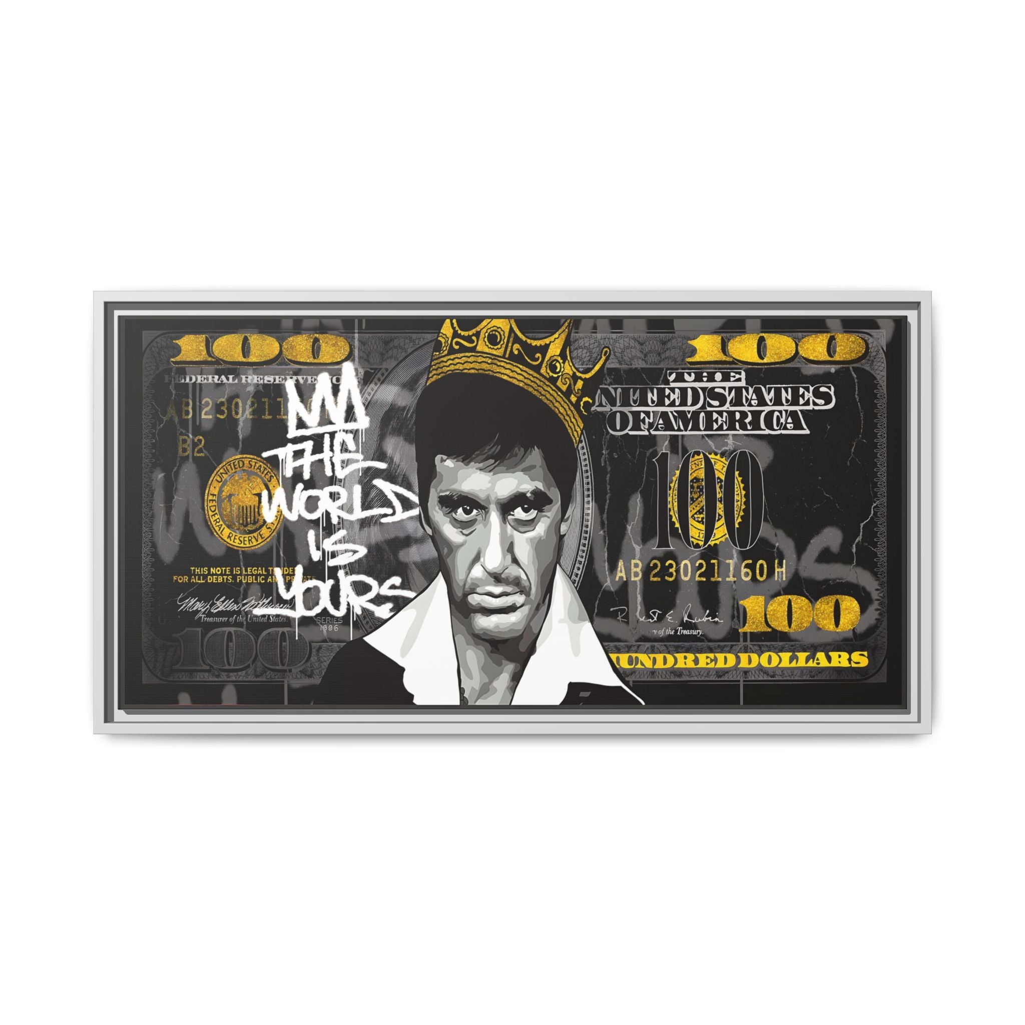 Crowned in Green: Pop Art Crime Iconography, Urban Financial Rebellion - Canvas Wall Art