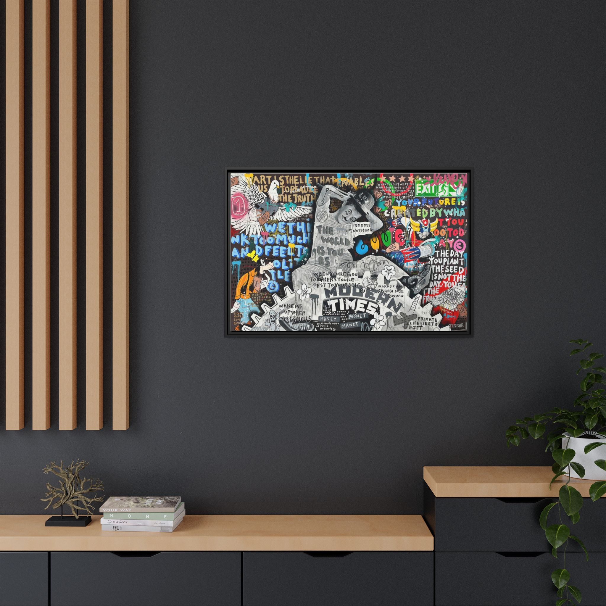 Urban Kaleidoscope: Street Art Fusion, Visual Commentary, Graffiti Narrative - Canvas Wall Art