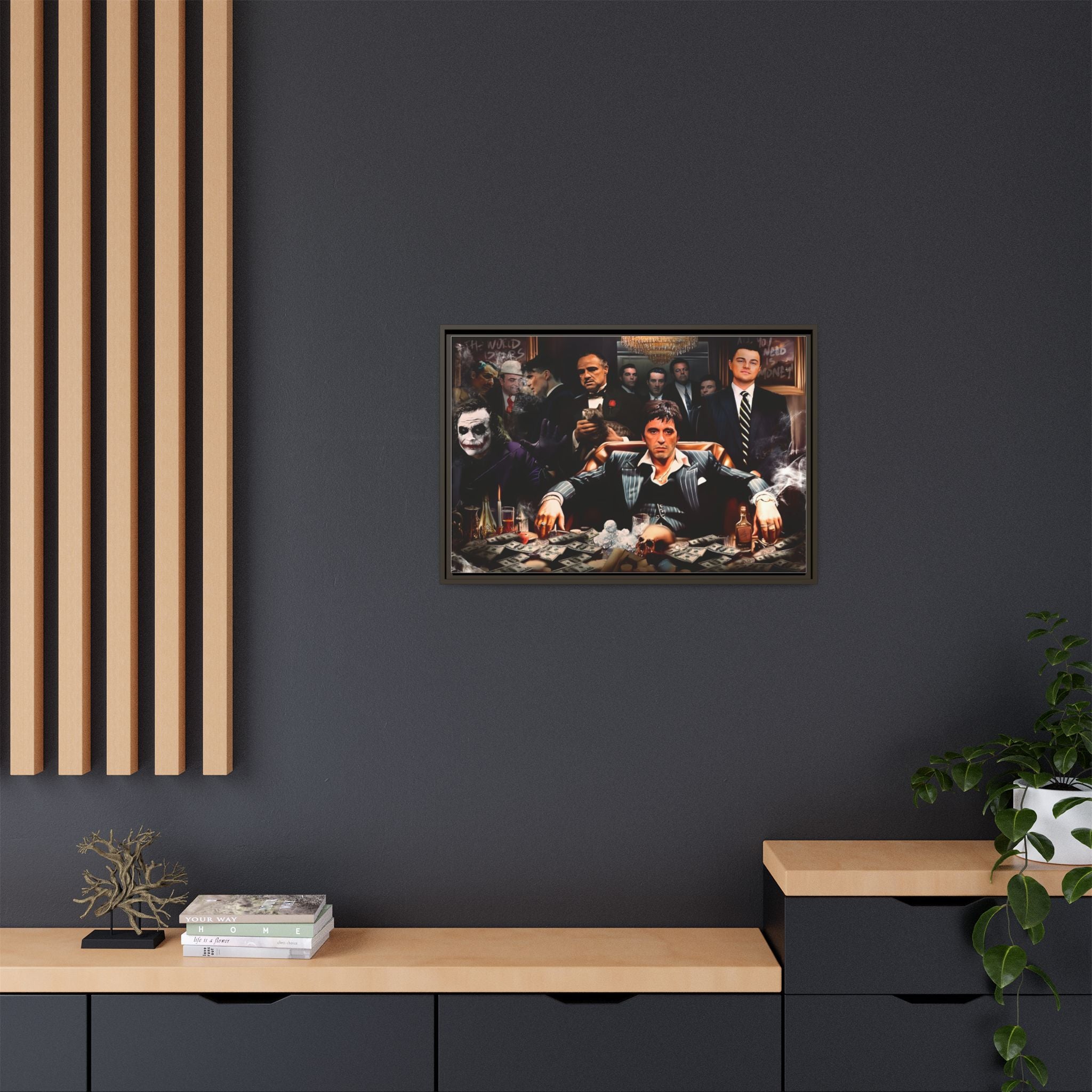 Empire of Shadows: Cinematic Crime Collage, Noir Anthology of Power - Canvas Wall Art