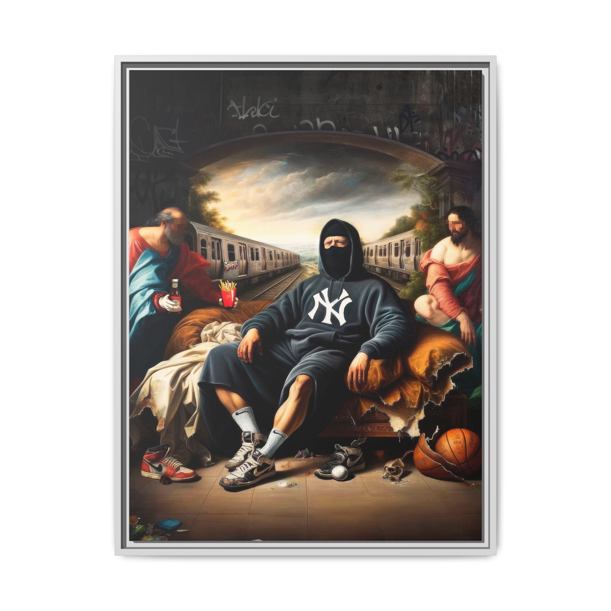 Urban Renaissance: Digital Remix of Classical Portraiture, Street Culture Reimagined - Canvas Wall Art