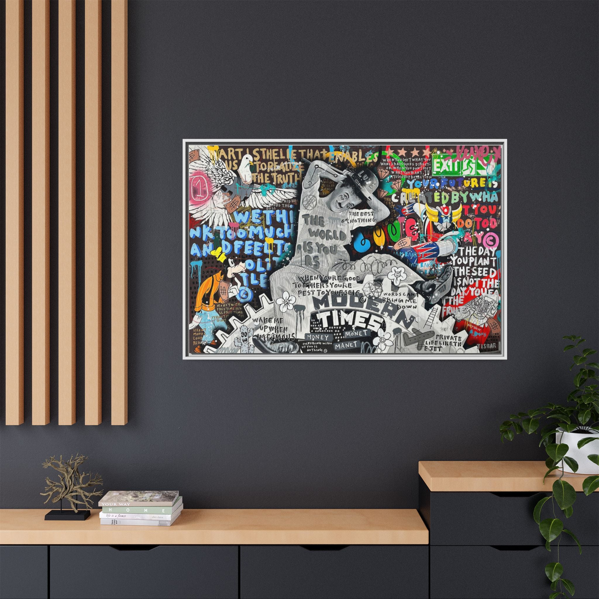 Urban Kaleidoscope: Street Art Fusion, Visual Commentary, Graffiti Narrative - Canvas Wall Art