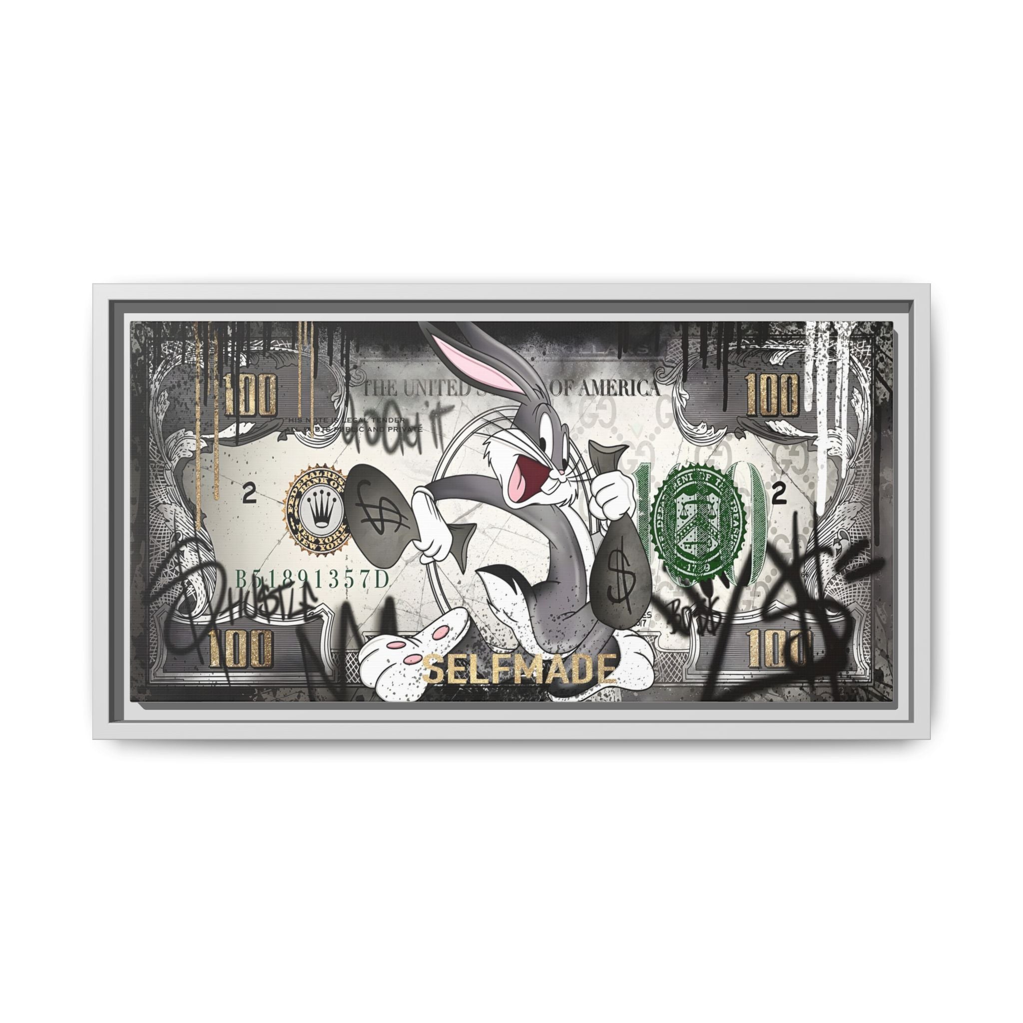 Bunny Benjamins: Pop Art Currency Remix, American Dream Iconography - Canvas Wall Art