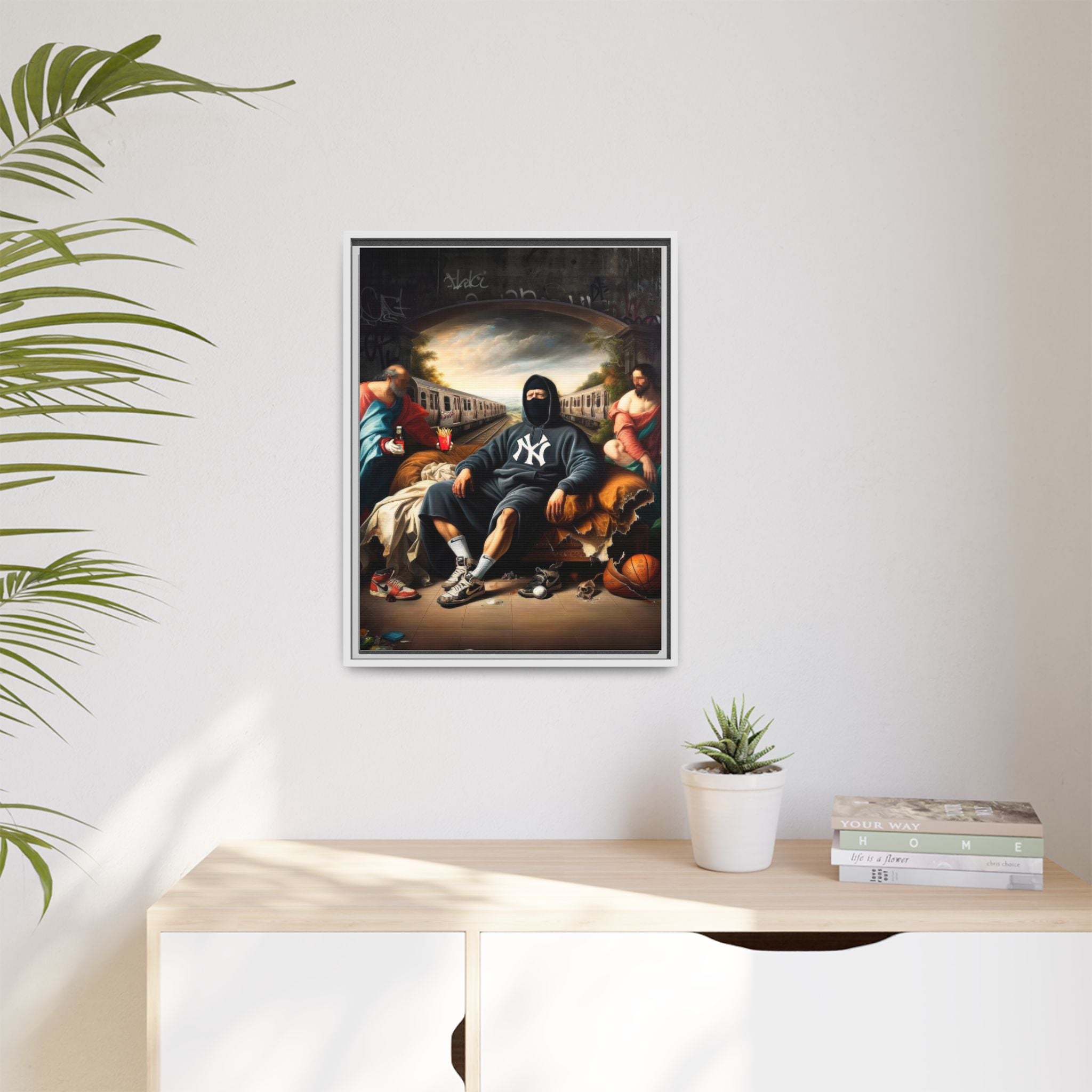 Urban Renaissance: Digital Remix of Classical Portraiture, Street Culture Reimagined - Canvas Wall Art