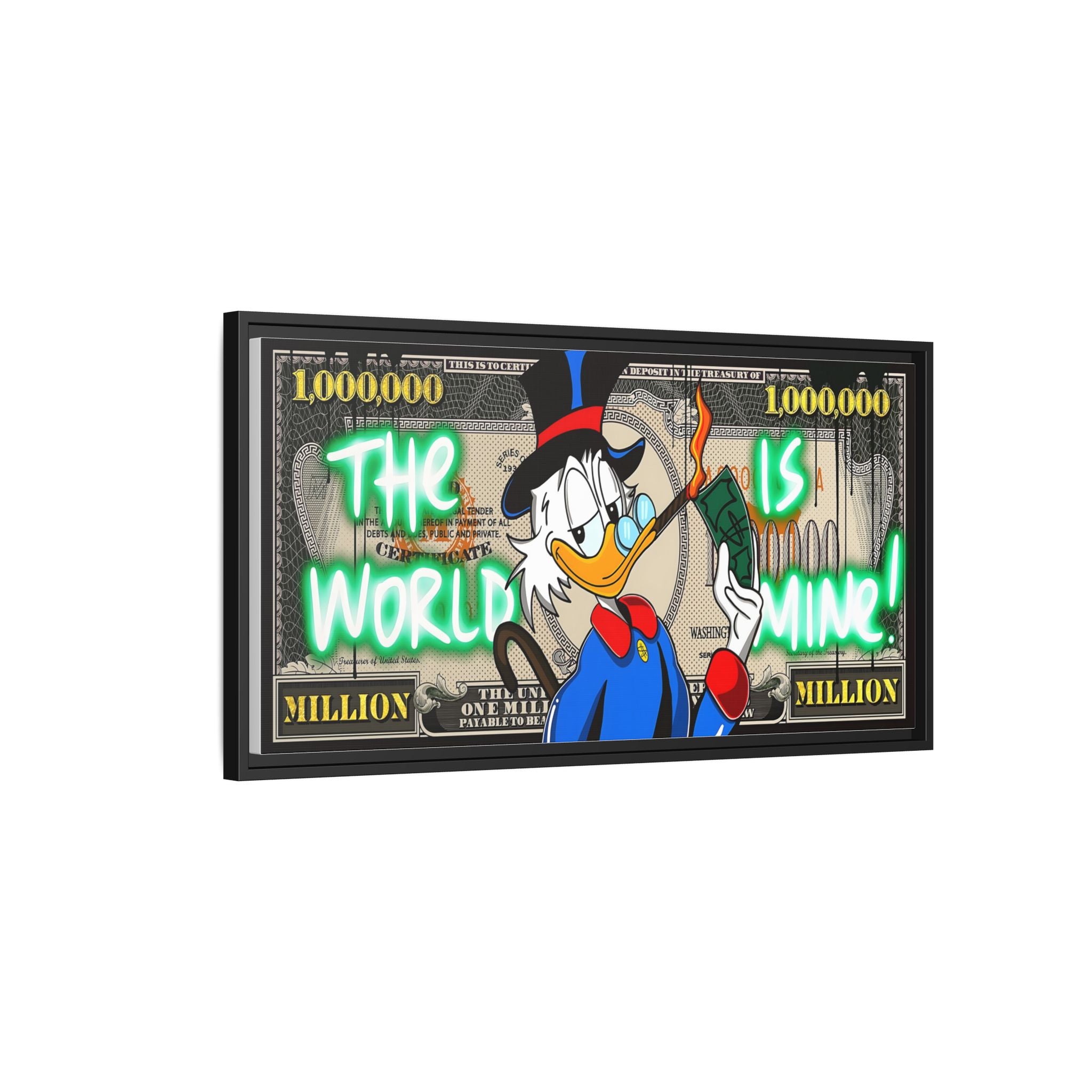 Duck Dollar Domination: Pop Art Financial Satire, Disney Character Urban Commentary - Canvas Wall Art