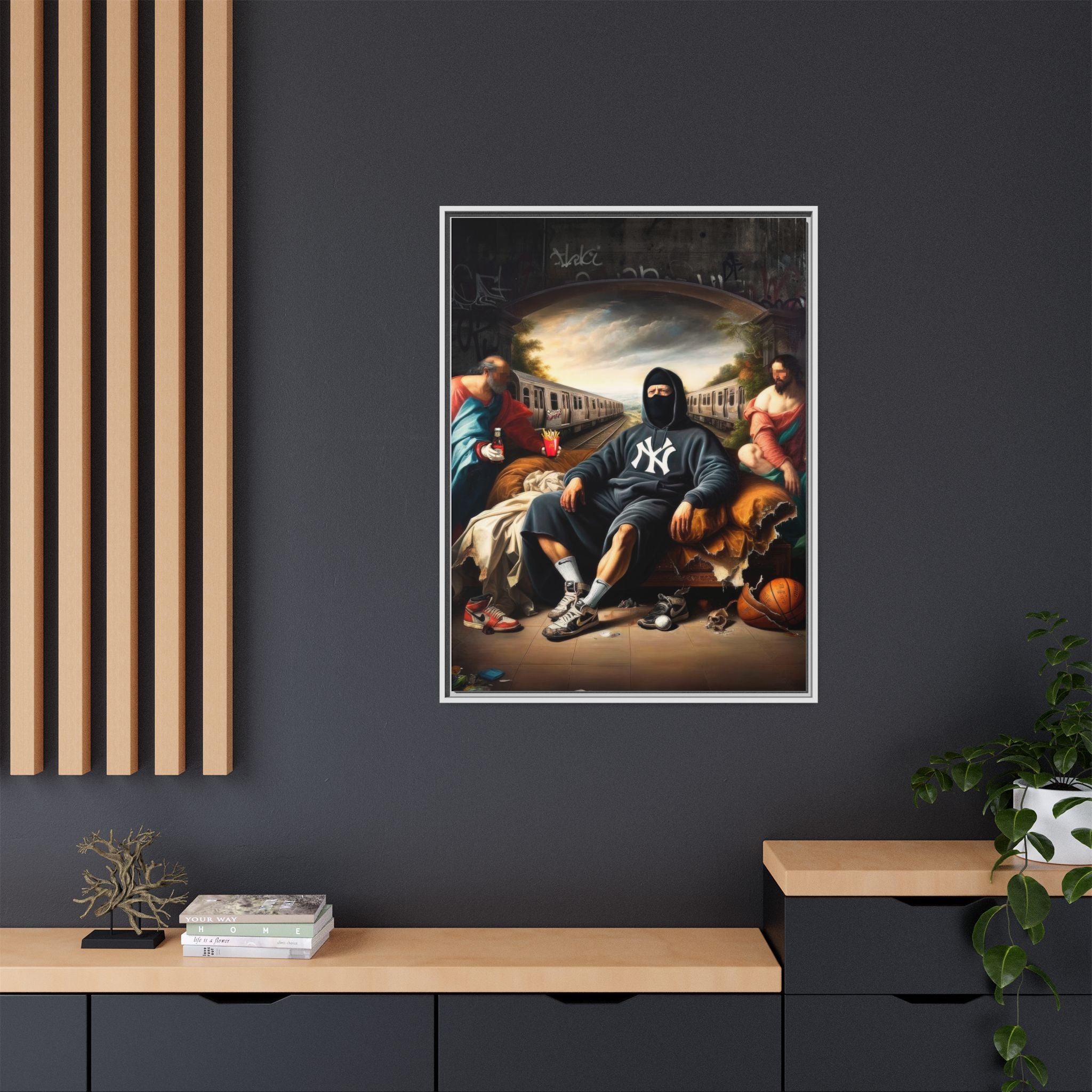 Urban Renaissance: Digital Remix of Classical Portraiture, Street Culture Reimagined - Canvas Wall Art