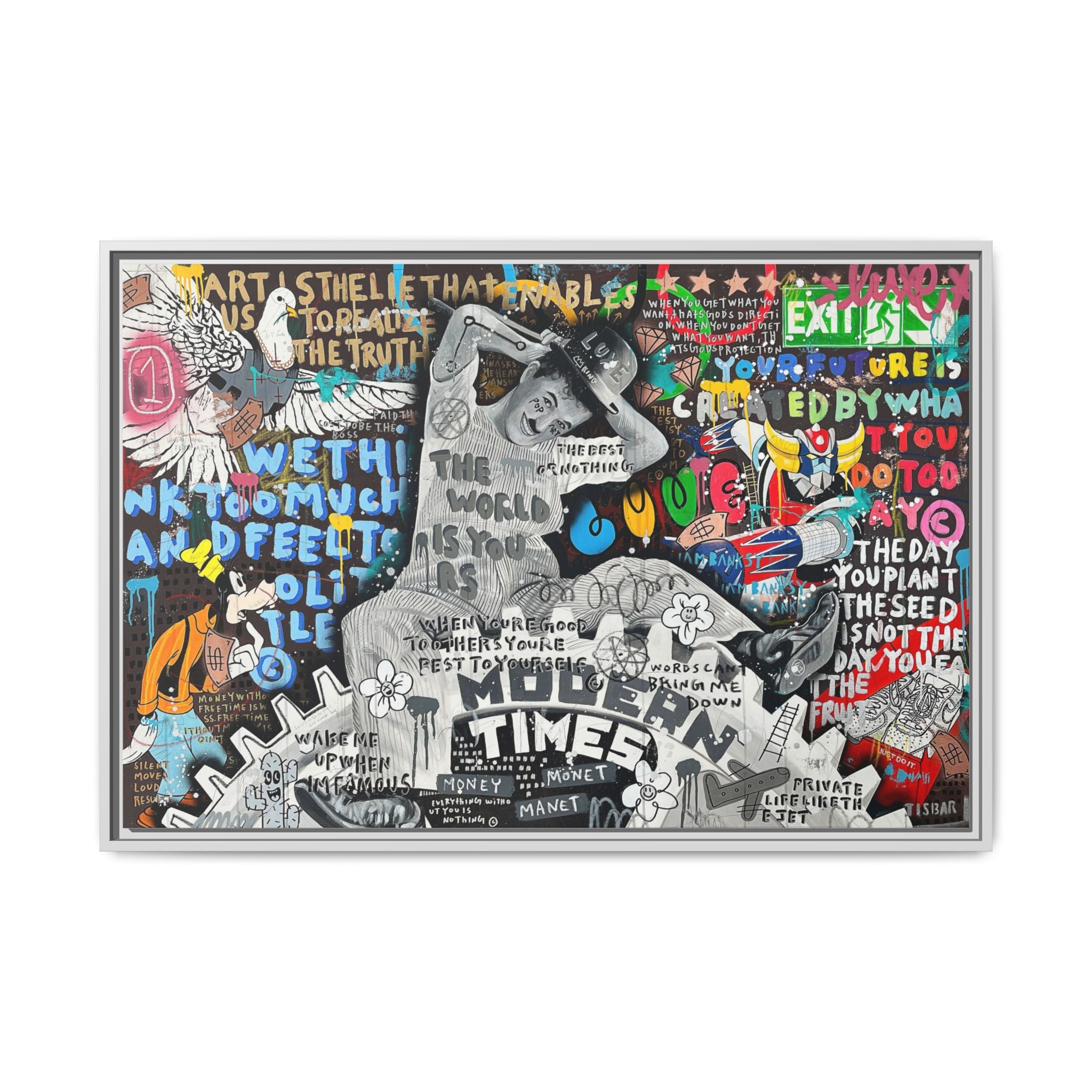Urban Kaleidoscope: Street Art Fusion, Visual Commentary, Graffiti Narrative - Canvas Wall Art