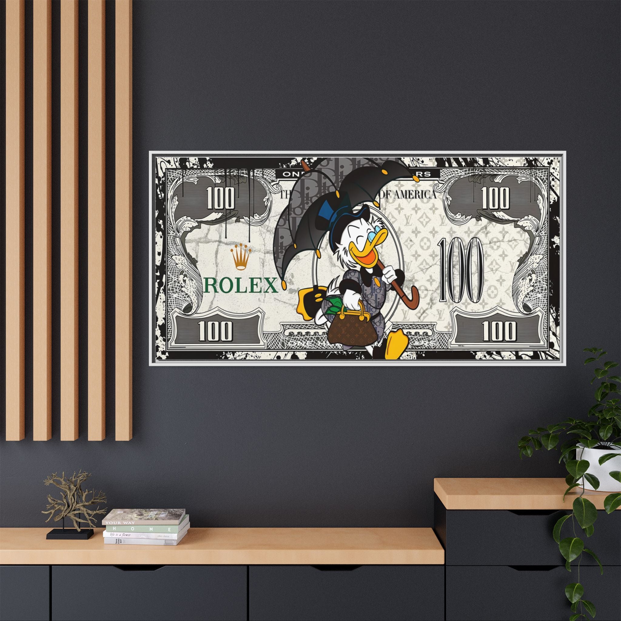 Duck Dynasty of Luxury: Pop Art Fashion Icon, Disney Meets High-End Branding, Urban Street Art Elegance - Canvas Wall Art