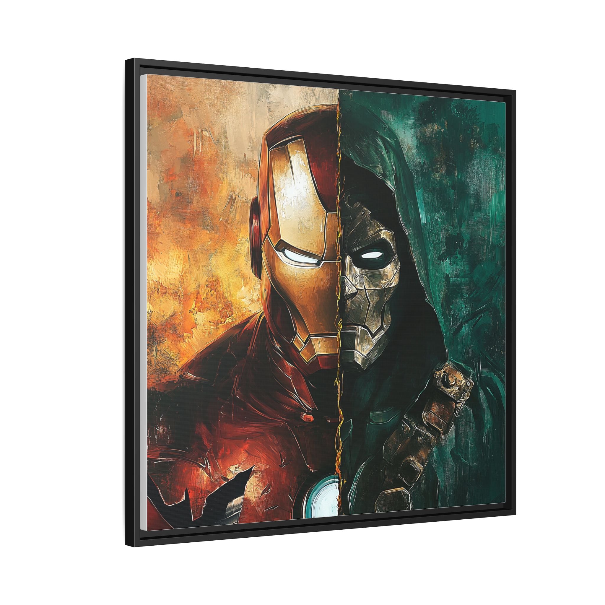Technological Titans: Marvel Rivalry, Digital Fan Art Portrait, Superhero Duality Composition - Canvas Wall Art