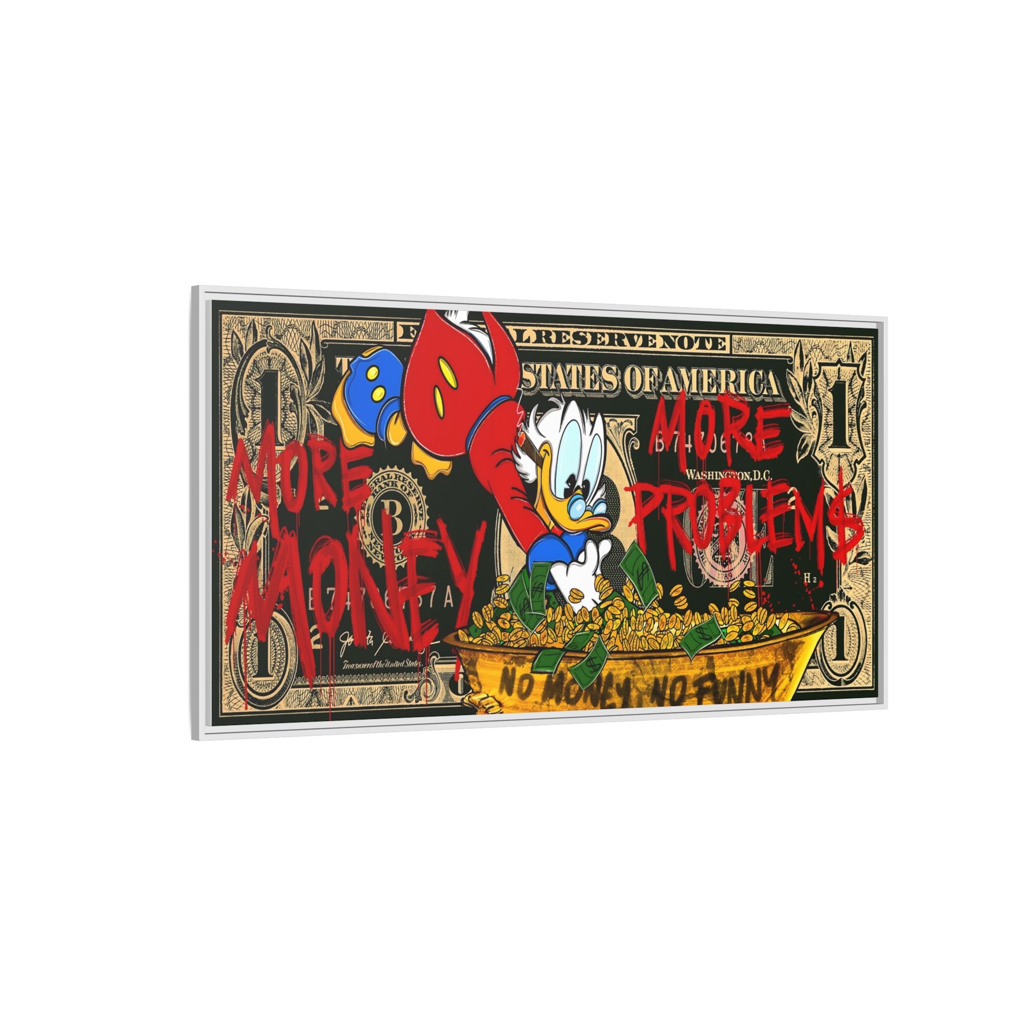 Duck Dynasty of Dollars: Pop Art Financial Critique, Graffiti Economics, Capitalist Commentary - Canvas Wall Art