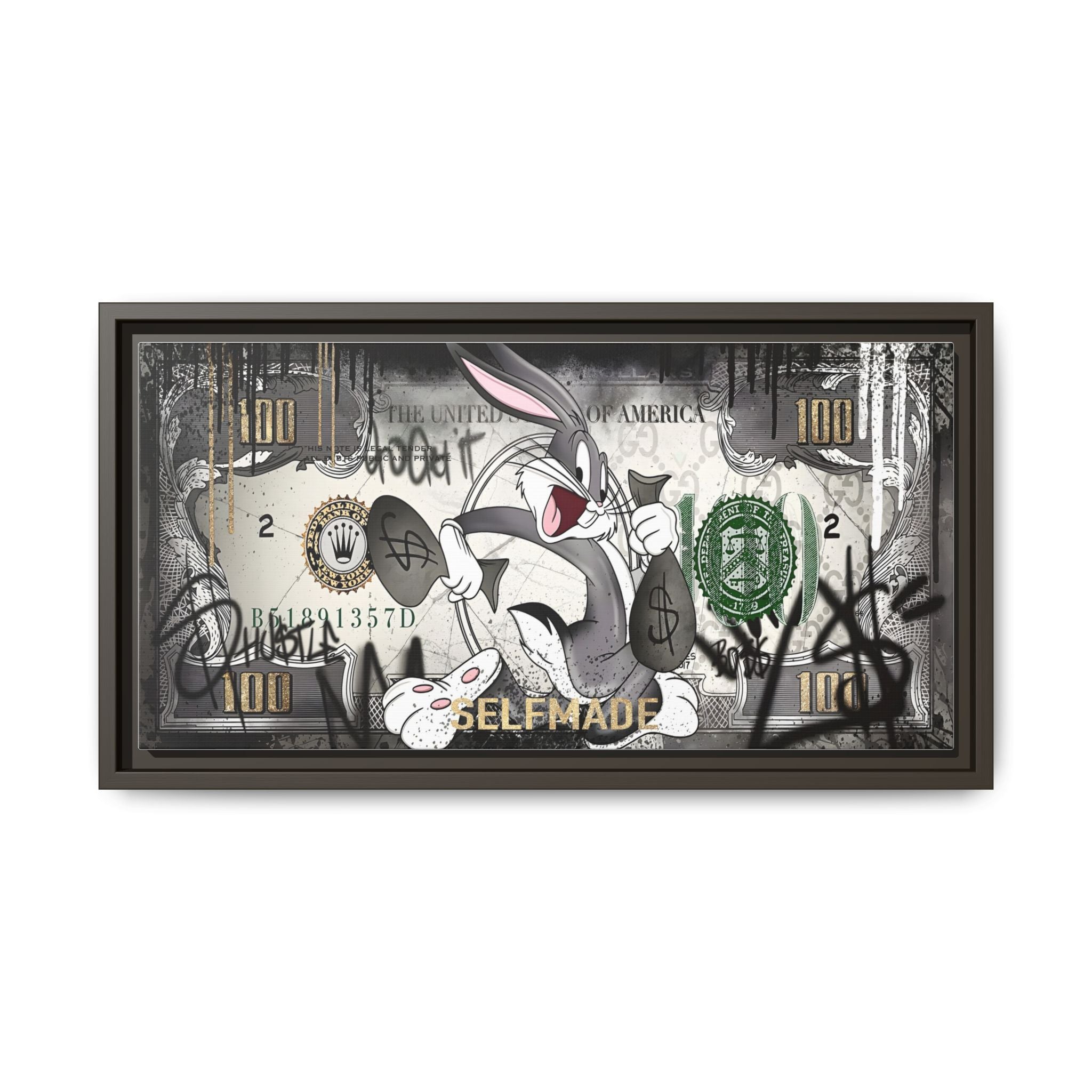 Bunny Benjamins: Pop Art Currency Remix, American Dream Iconography - Canvas Wall Art
