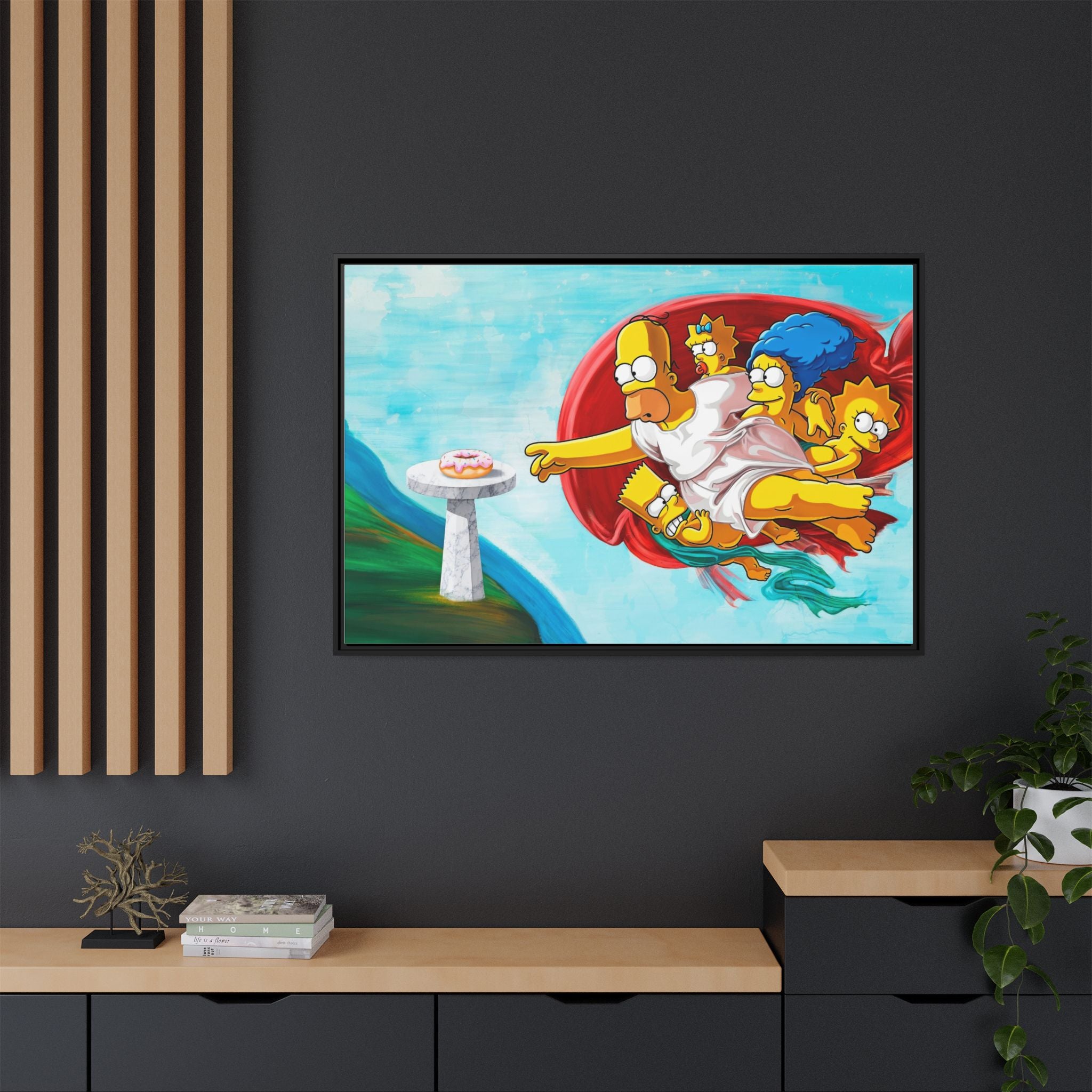 The Simpsons' Last Supper: Pop Culture Parody, Da Vinci Reimagined, Animated Comedy Masterpiece - Canvas Wall Art