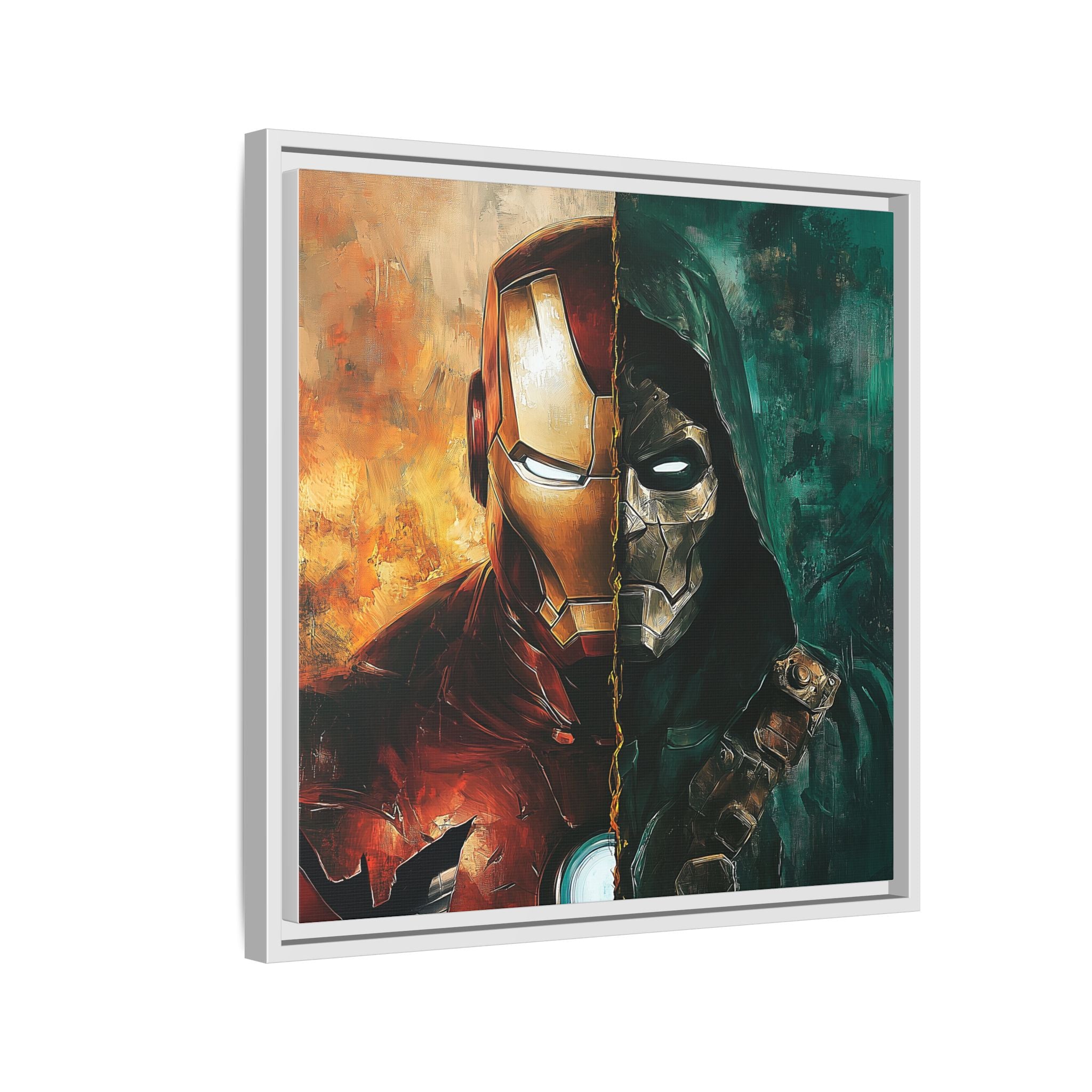 Technological Titans: Marvel Rivalry, Digital Fan Art Portrait, Superhero Duality Composition - Canvas Wall Art