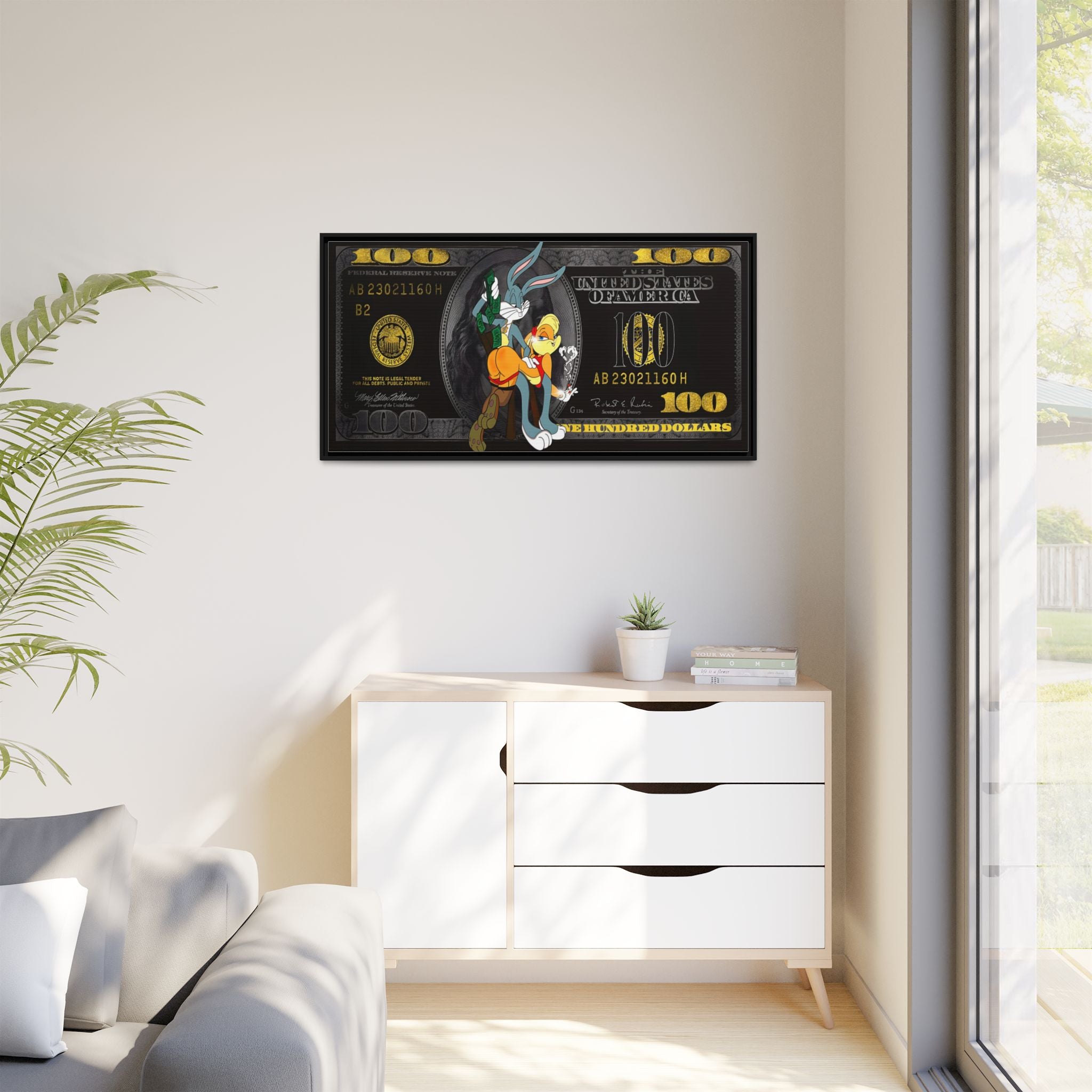 Cartoon Cash Remix: Looney Tunes Currency, Pop Culture Finance Art - Canvas Wall Art