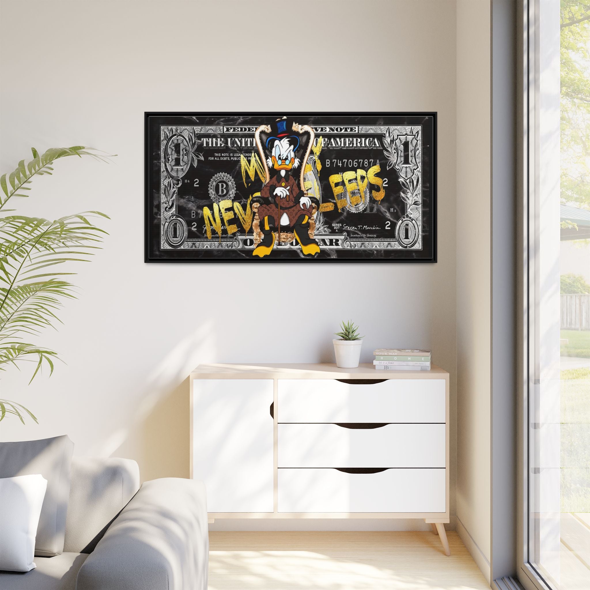 Feds and Feathers: Pop Art Currency Remix, Cartoon Financial Commentary - Canvas Wall Art