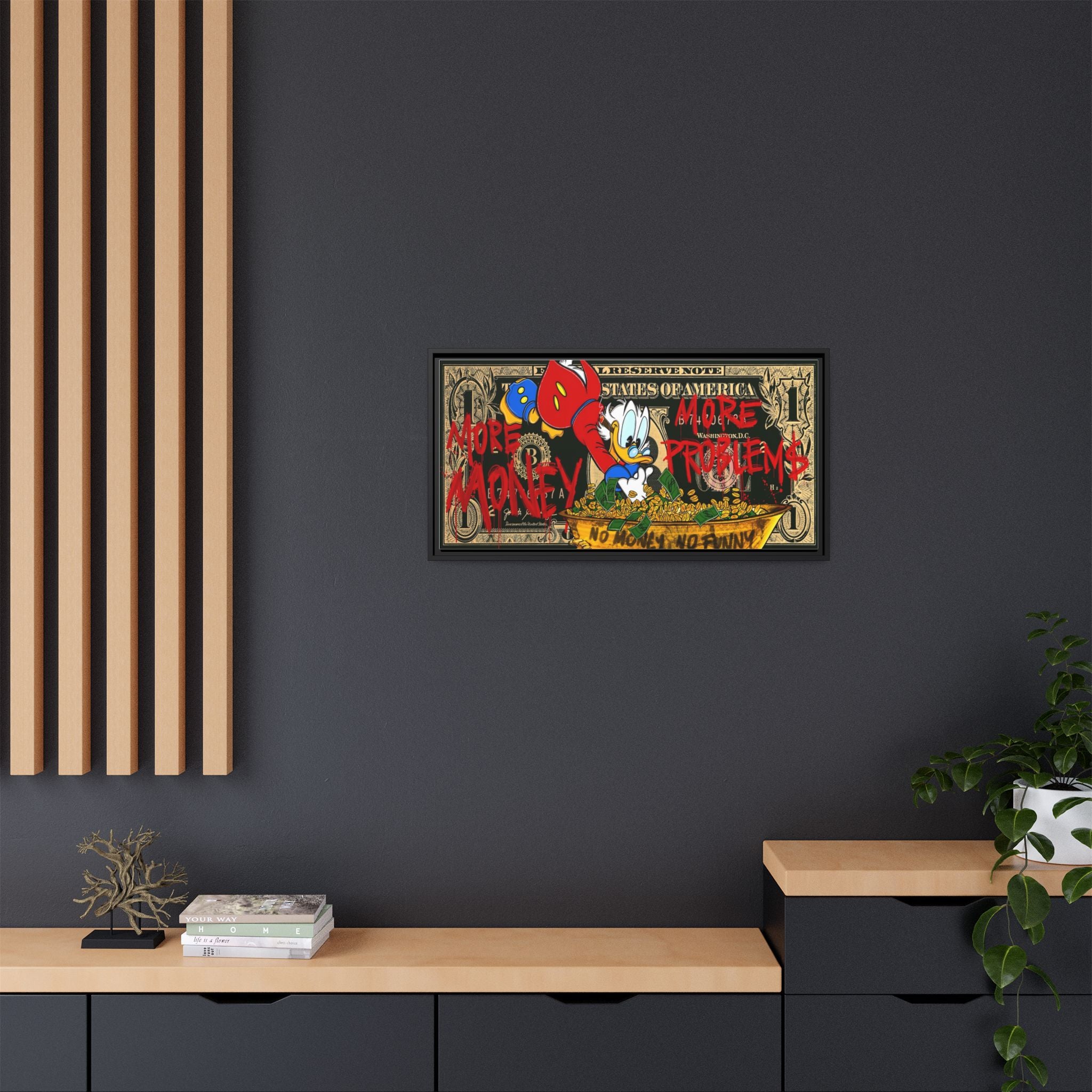 Duck Dynasty of Dollars: Pop Art Financial Critique, Graffiti Economics, Capitalist Commentary - Canvas Wall Art