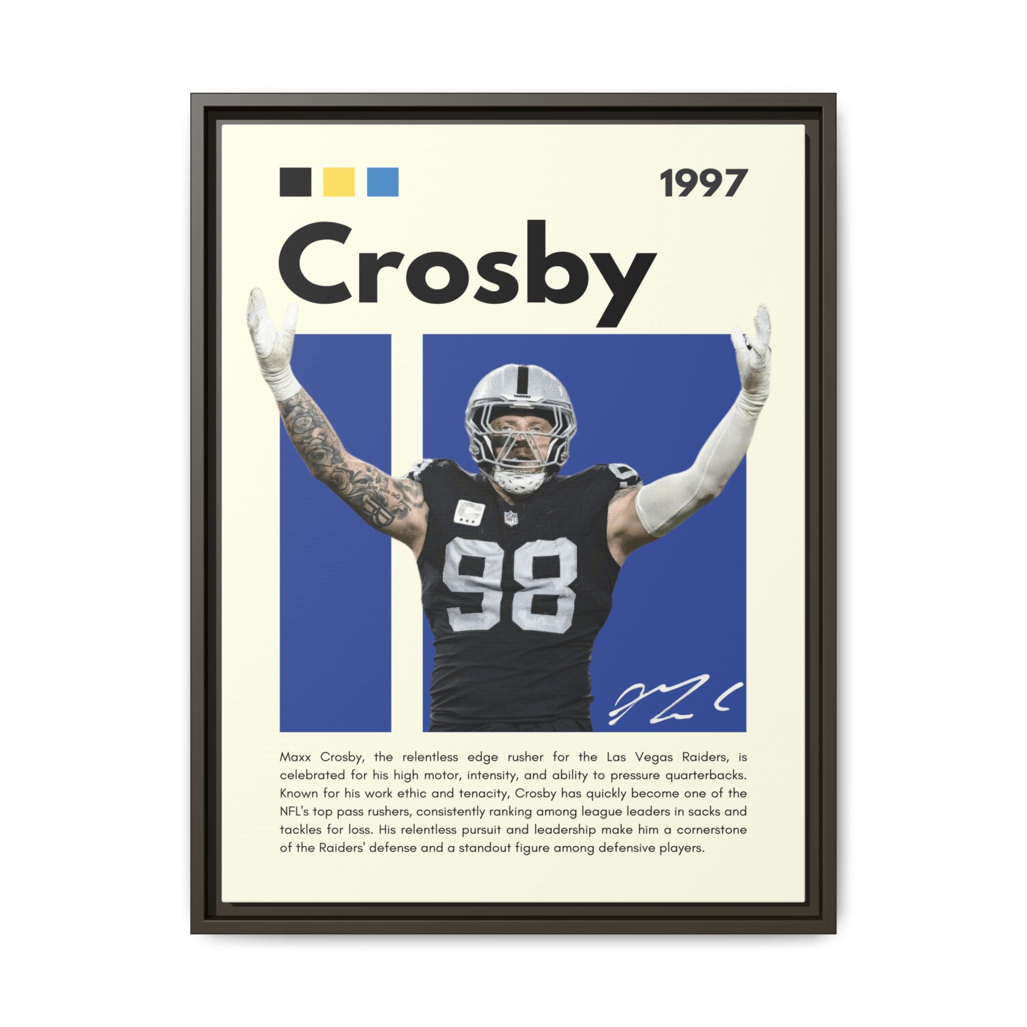 Maxx Crosby: Defensive Dynamo - Canvas Wall Art