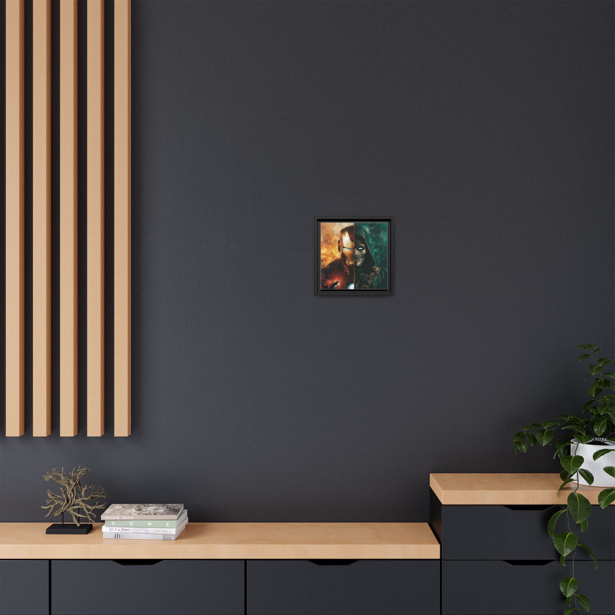 Technological Titans: Marvel Rivalry, Digital Fan Art Portrait, Superhero Duality Composition - Canvas Wall Art