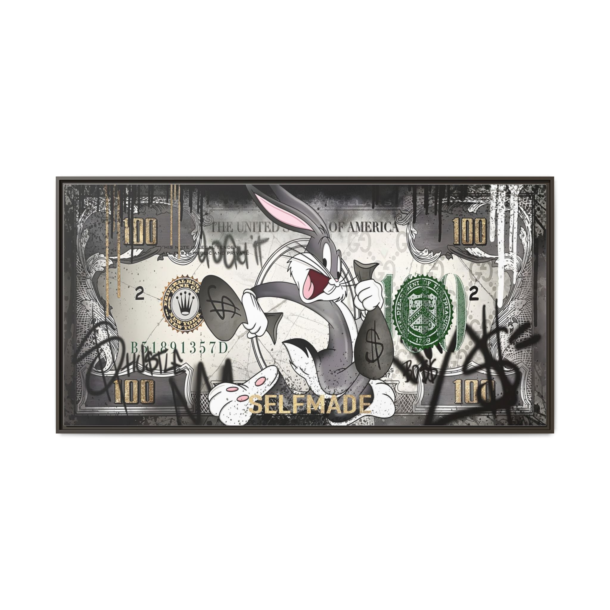 Bunny Benjamins: Pop Art Currency Remix, American Dream Iconography - Canvas Wall Art