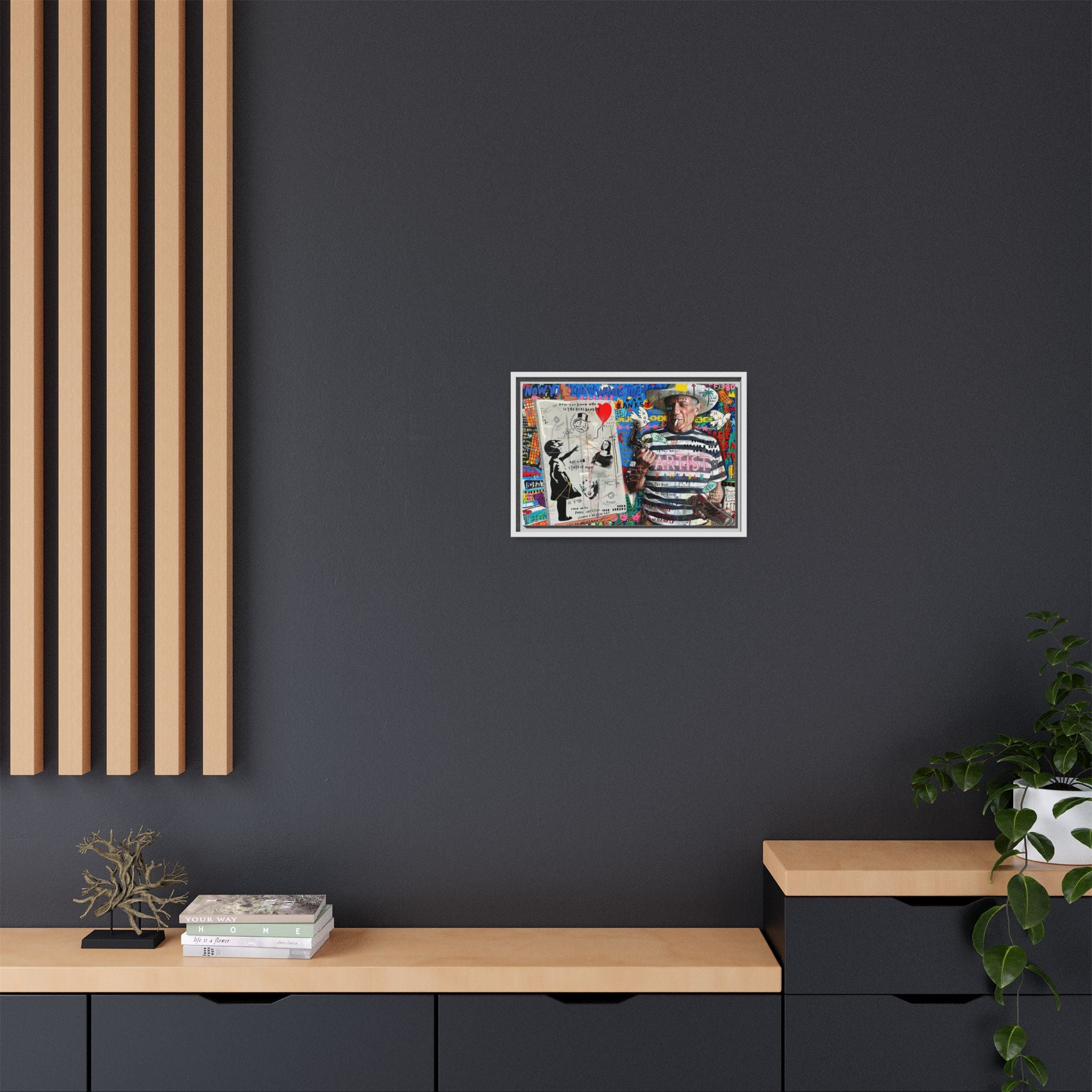 Bankable Rebellion: Street Art Collage, Banksy-Inspired Social Commentary, Urban Creative Expression - Canvas Wall Art