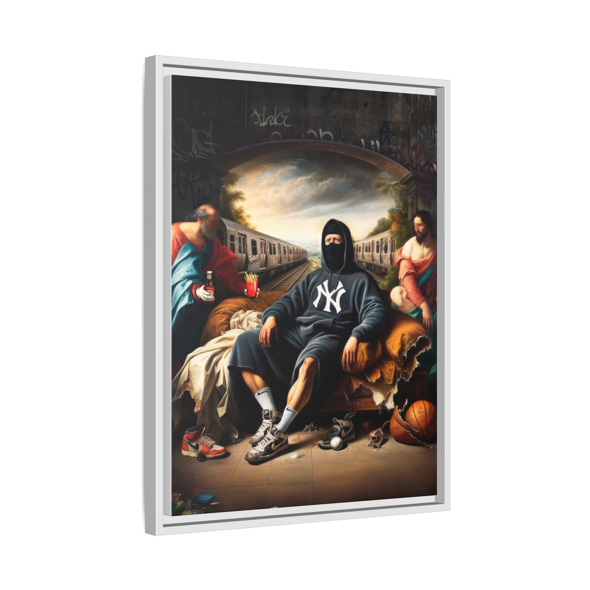 Urban Renaissance: Digital Remix of Classical Portraiture, Street Culture Reimagined - Canvas Wall Art