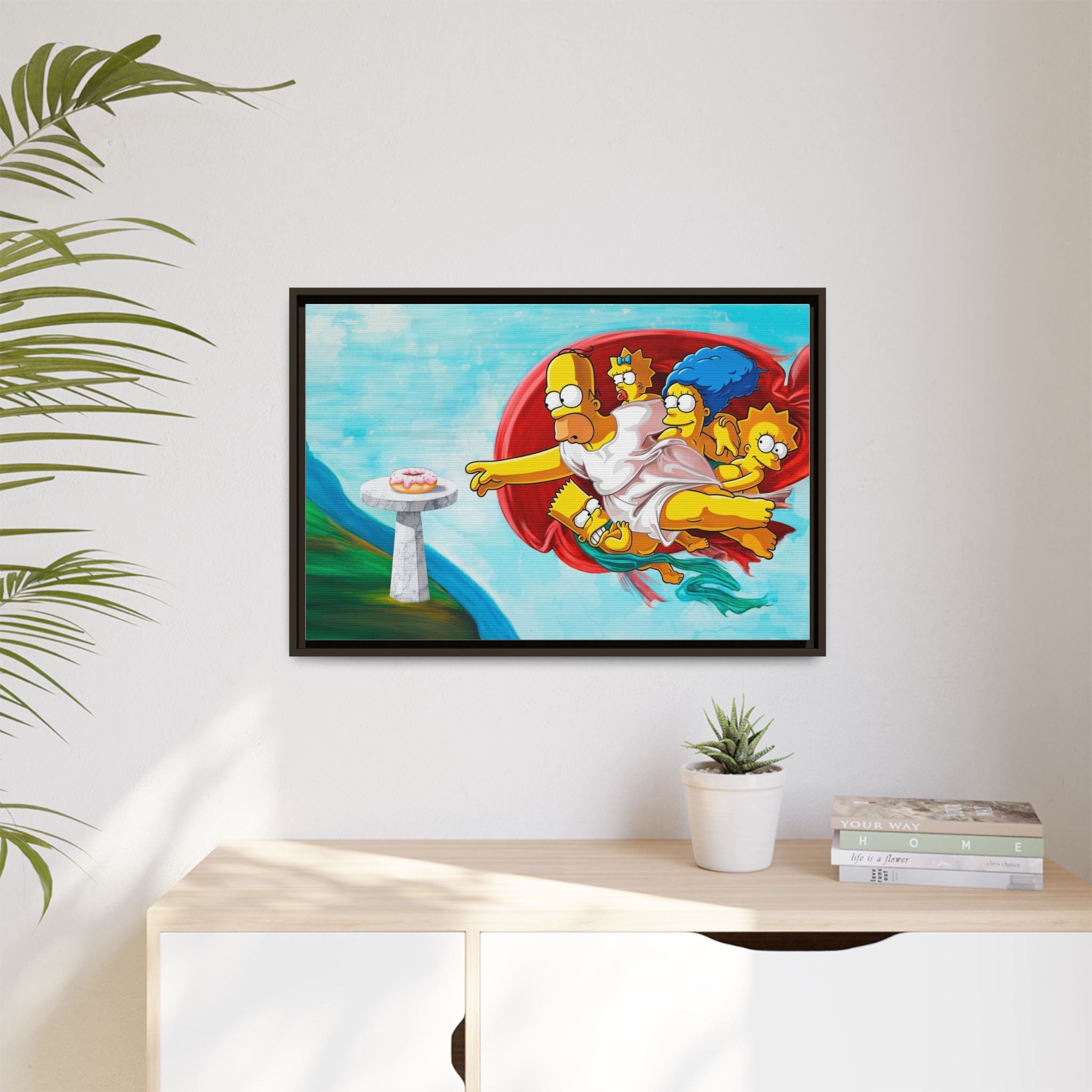 The Simpsons' Last Supper: Pop Culture Parody, Da Vinci Reimagined, Animated Comedy Masterpiece - Canvas Wall Art