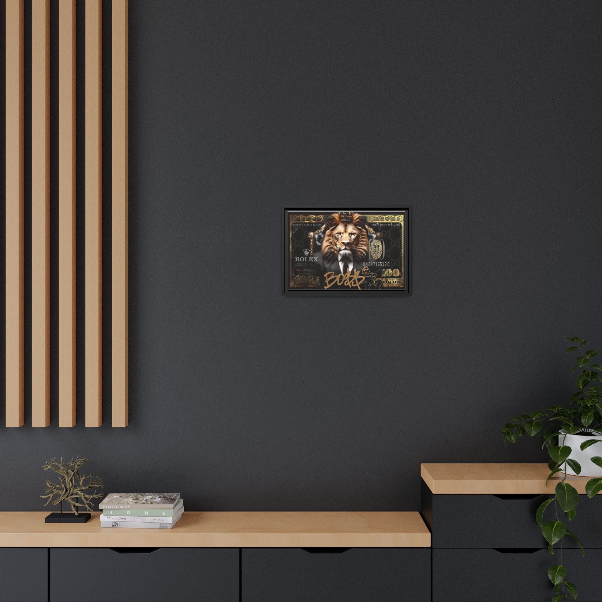 Lion Sovereign: Corporate Dominance, Golden Empire, Power Portrait - Canvas Wall Art