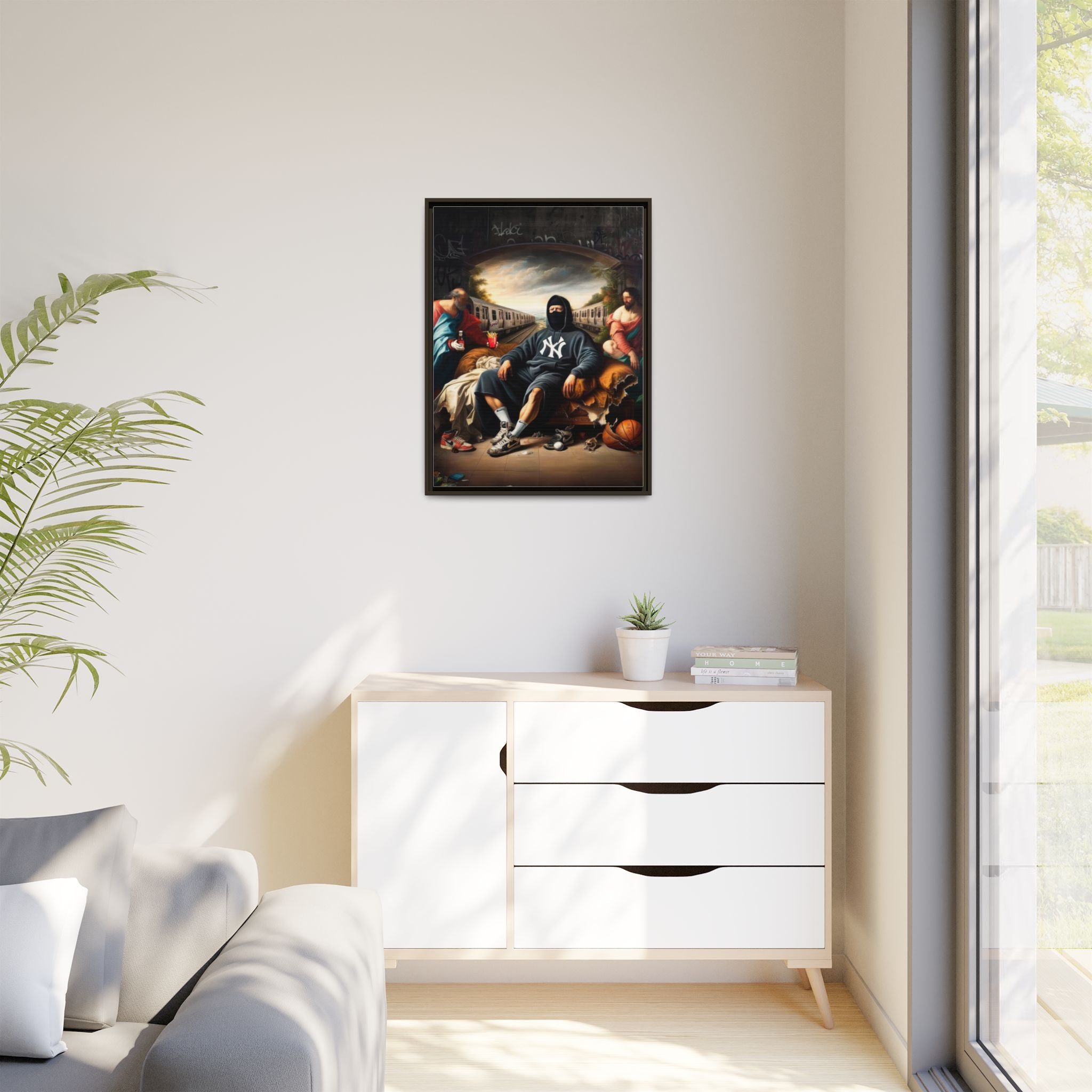 Urban Renaissance: Digital Remix of Classical Portraiture, Street Culture Reimagined - Canvas Wall Art
