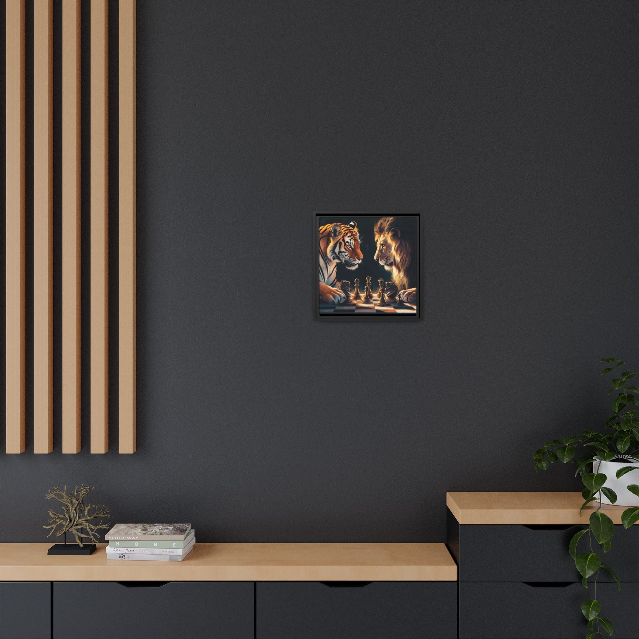 Predatory Strategies: Animal Kingdom Chess, Metaphorical Digital Art - Canvas Wall Art