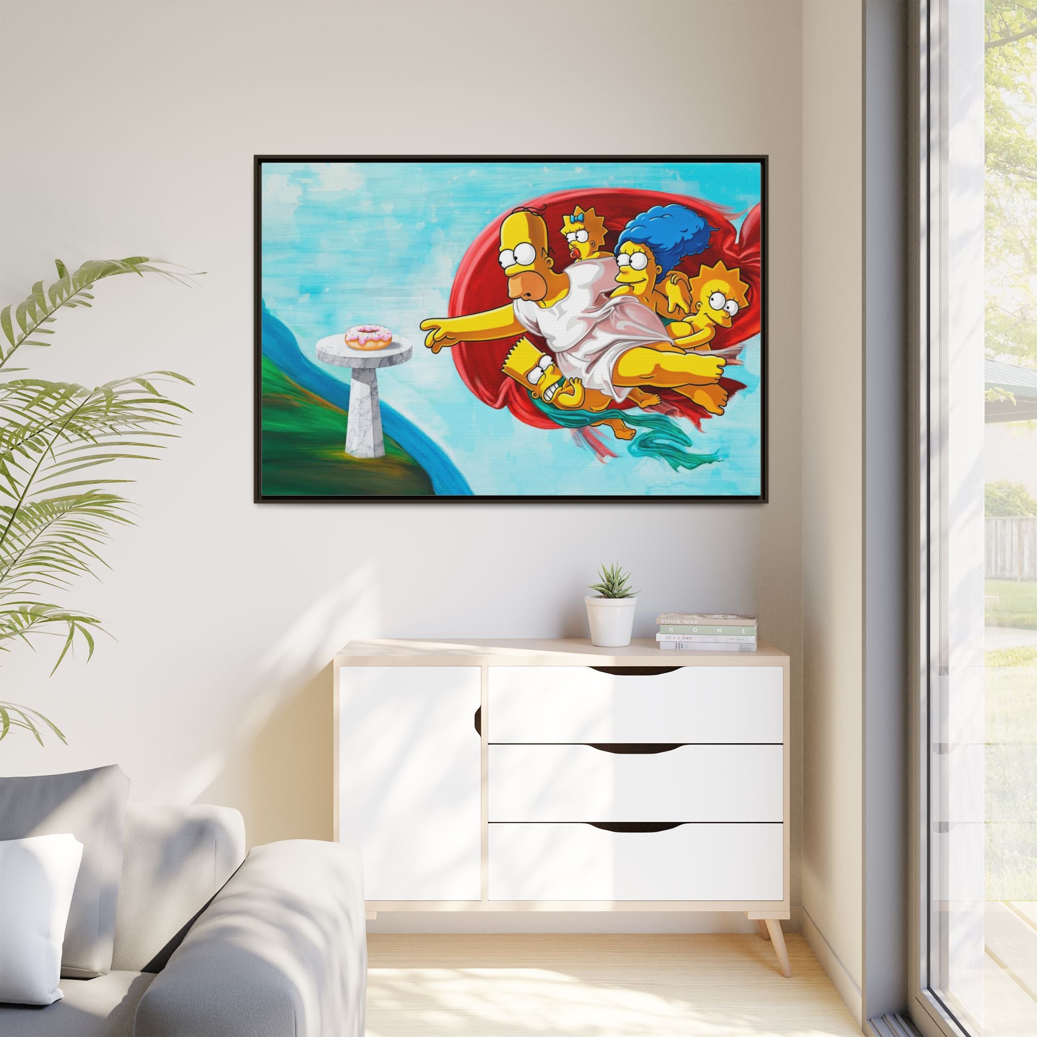 The Simpsons' Last Supper: Pop Culture Parody, Da Vinci Reimagined, Animated Comedy Masterpiece - Canvas Wall Art