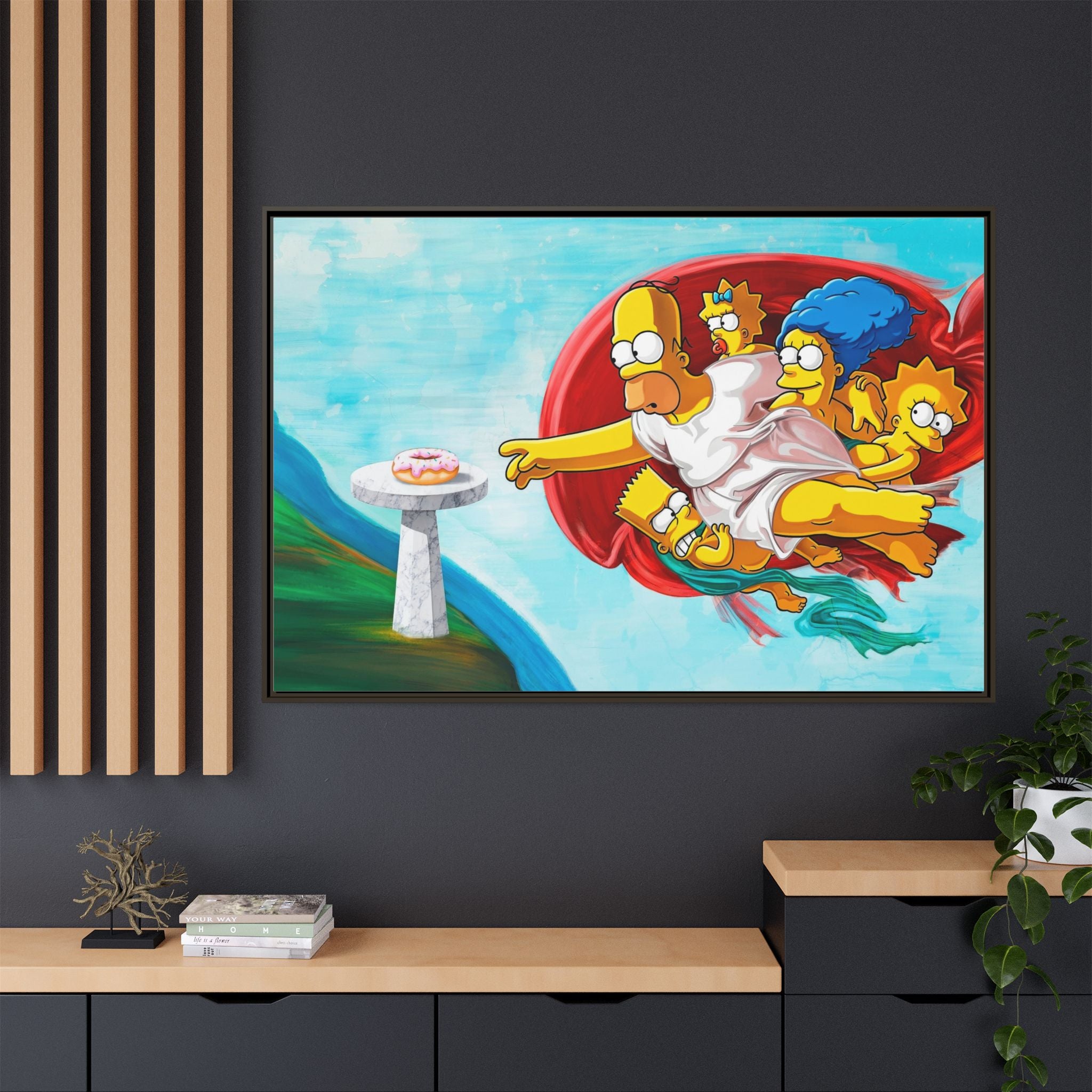 The Simpsons' Last Supper: Pop Culture Parody, Da Vinci Reimagined, Animated Comedy Masterpiece - Canvas Wall Art