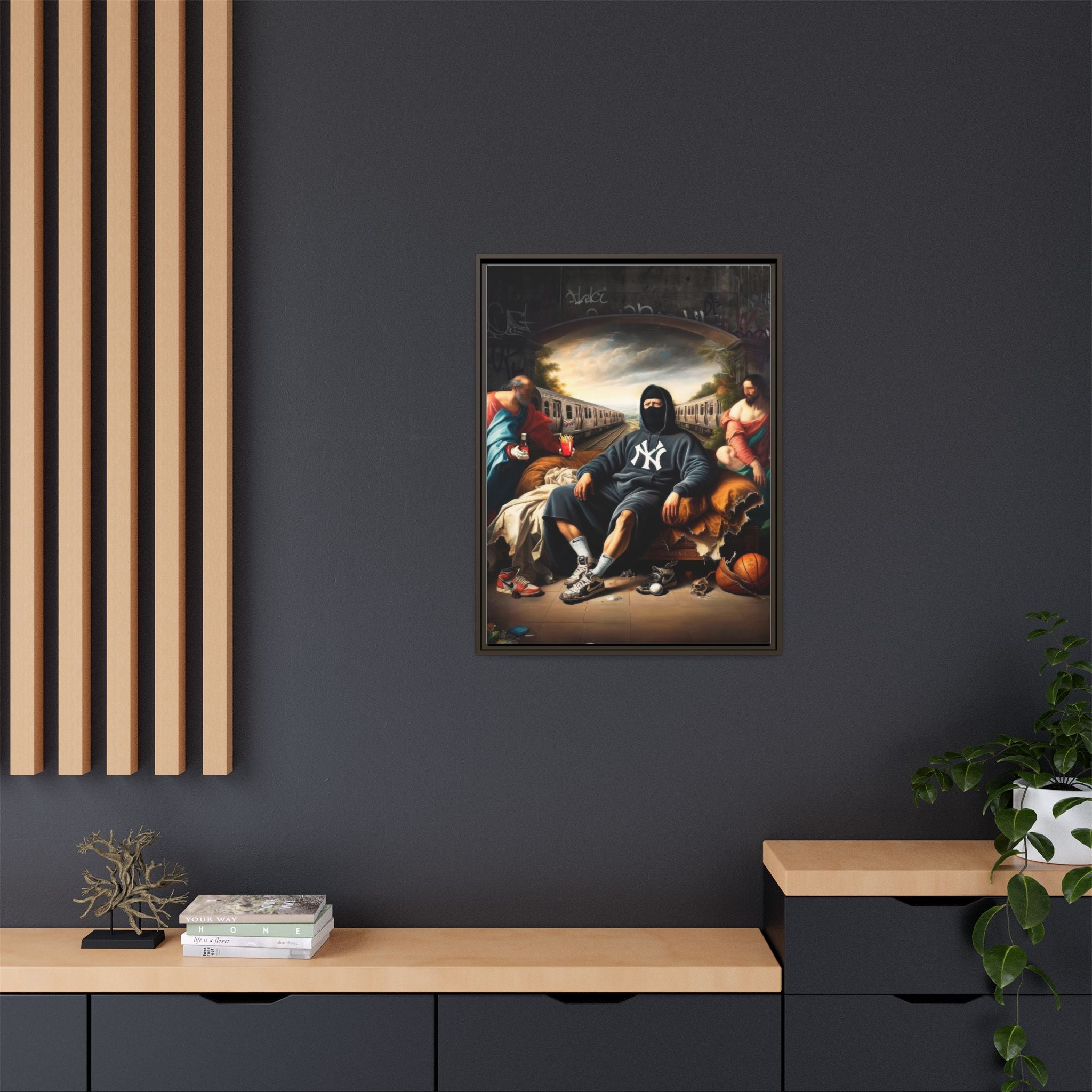 Urban Renaissance: Digital Remix of Classical Portraiture, Street Culture Reimagined - Canvas Wall Art