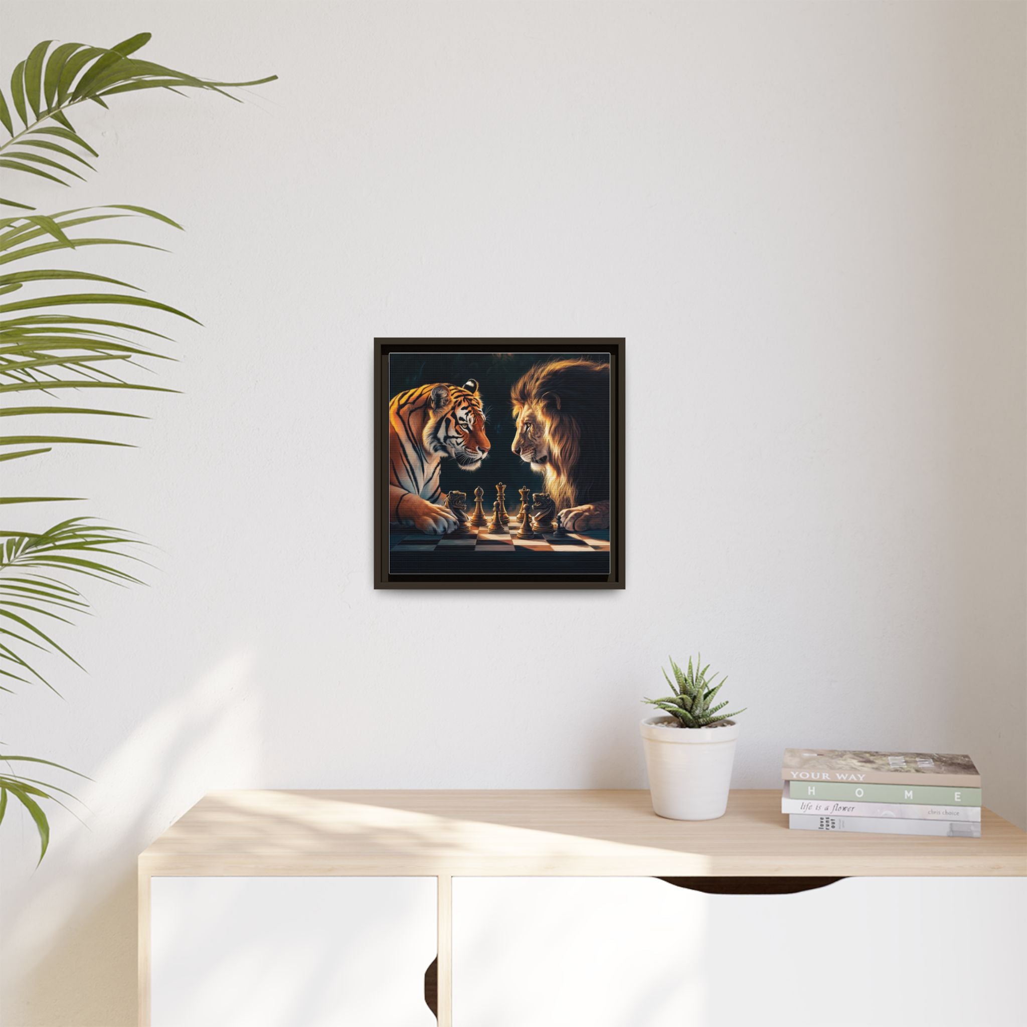 Predatory Strategies: Animal Kingdom Chess, Metaphorical Digital Art - Canvas Wall Art