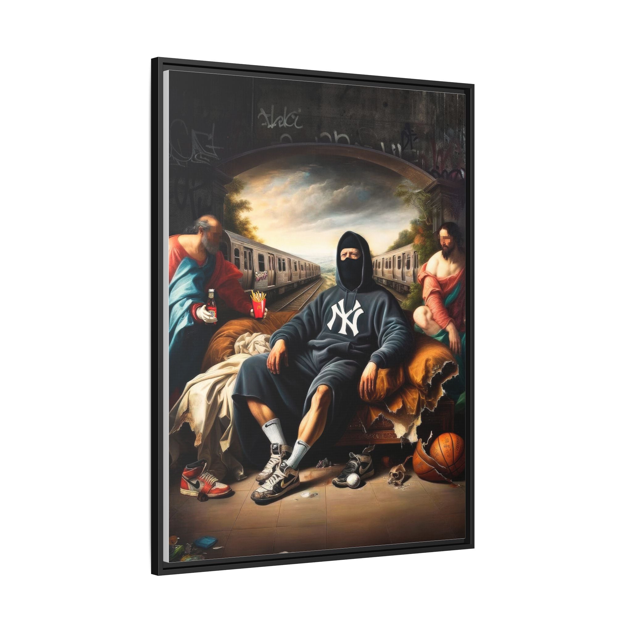 Urban Renaissance: Digital Remix of Classical Portraiture, Street Culture Reimagined - Canvas Wall Art