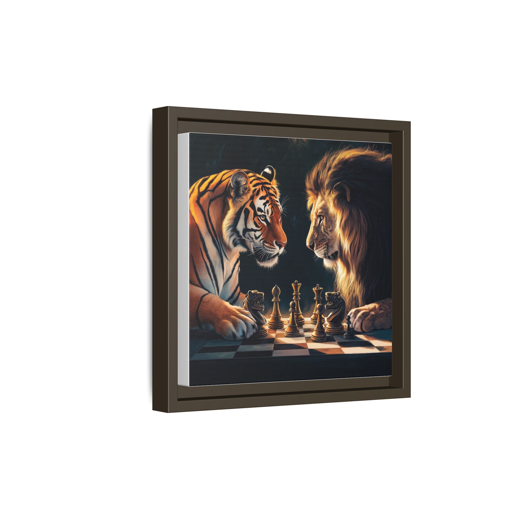 Predatory Strategies: Animal Kingdom Chess, Metaphorical Digital Art - Canvas Wall Art