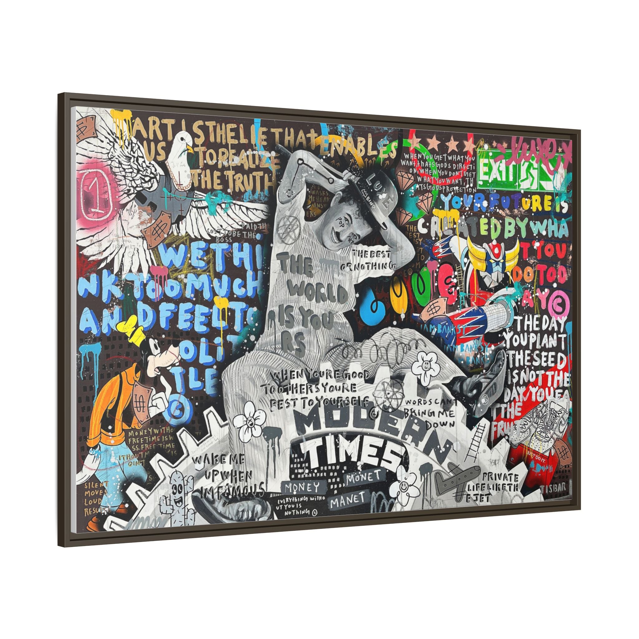 Urban Kaleidoscope: Street Art Fusion, Visual Commentary, Graffiti Narrative - Canvas Wall Art