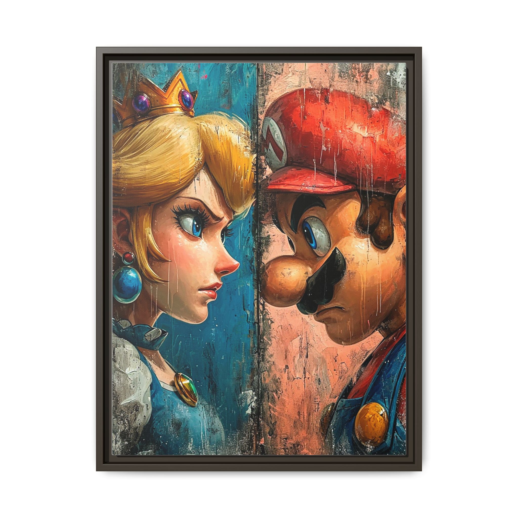 Legends Collide: Pixel Protagonists Reimagined, Gritty Game Art Portrait - Canvas Wall Art