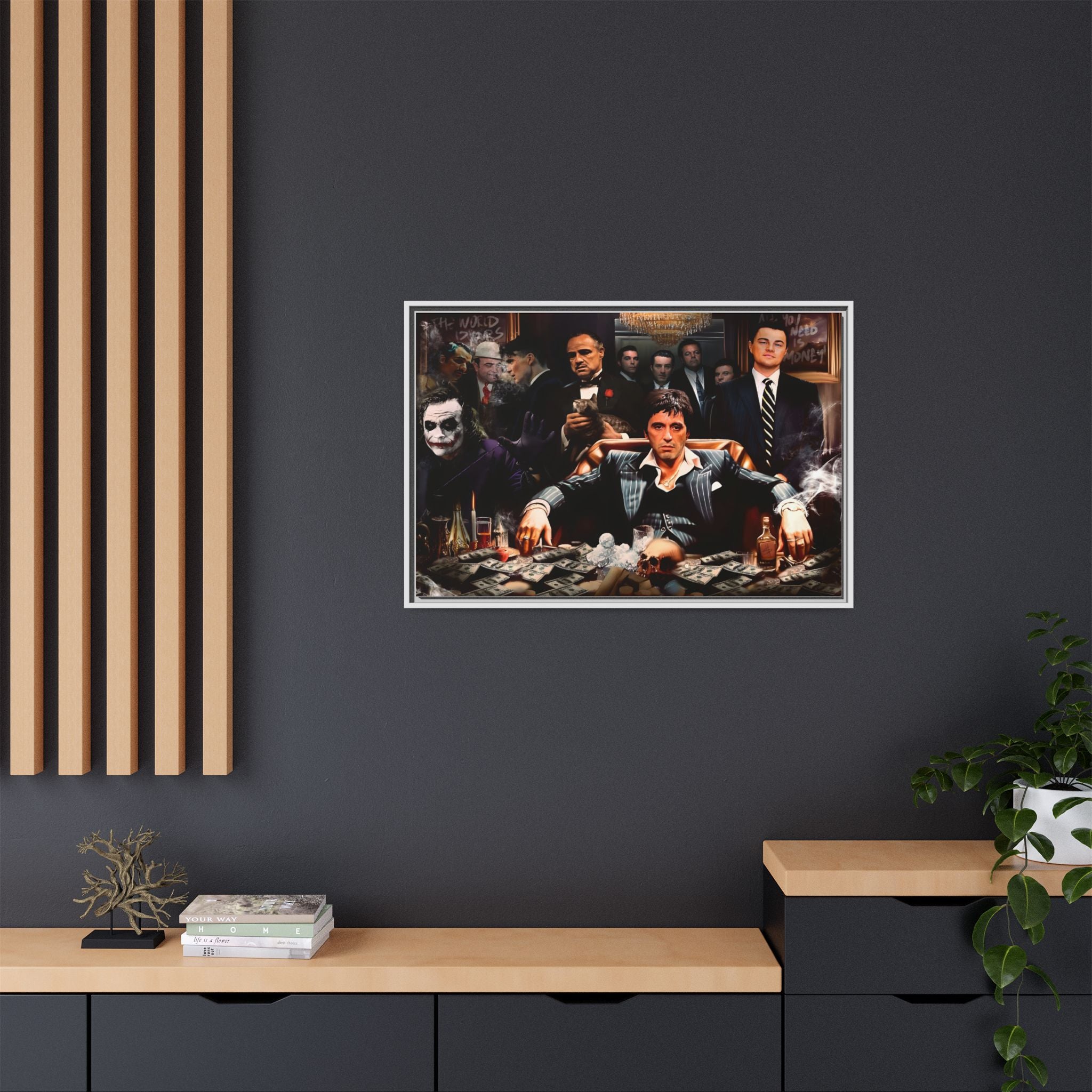 Empire of Shadows: Cinematic Crime Collage, Noir Anthology of Power - Canvas Wall Art