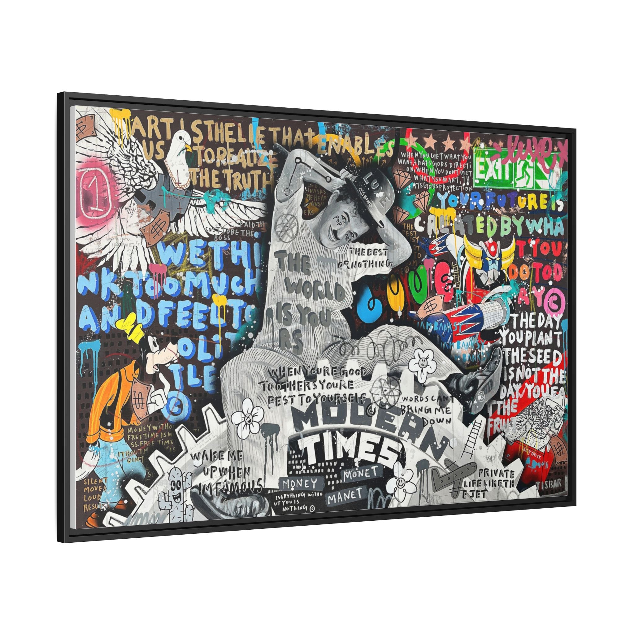 Urban Kaleidoscope: Street Art Fusion, Visual Commentary, Graffiti Narrative - Canvas Wall Art