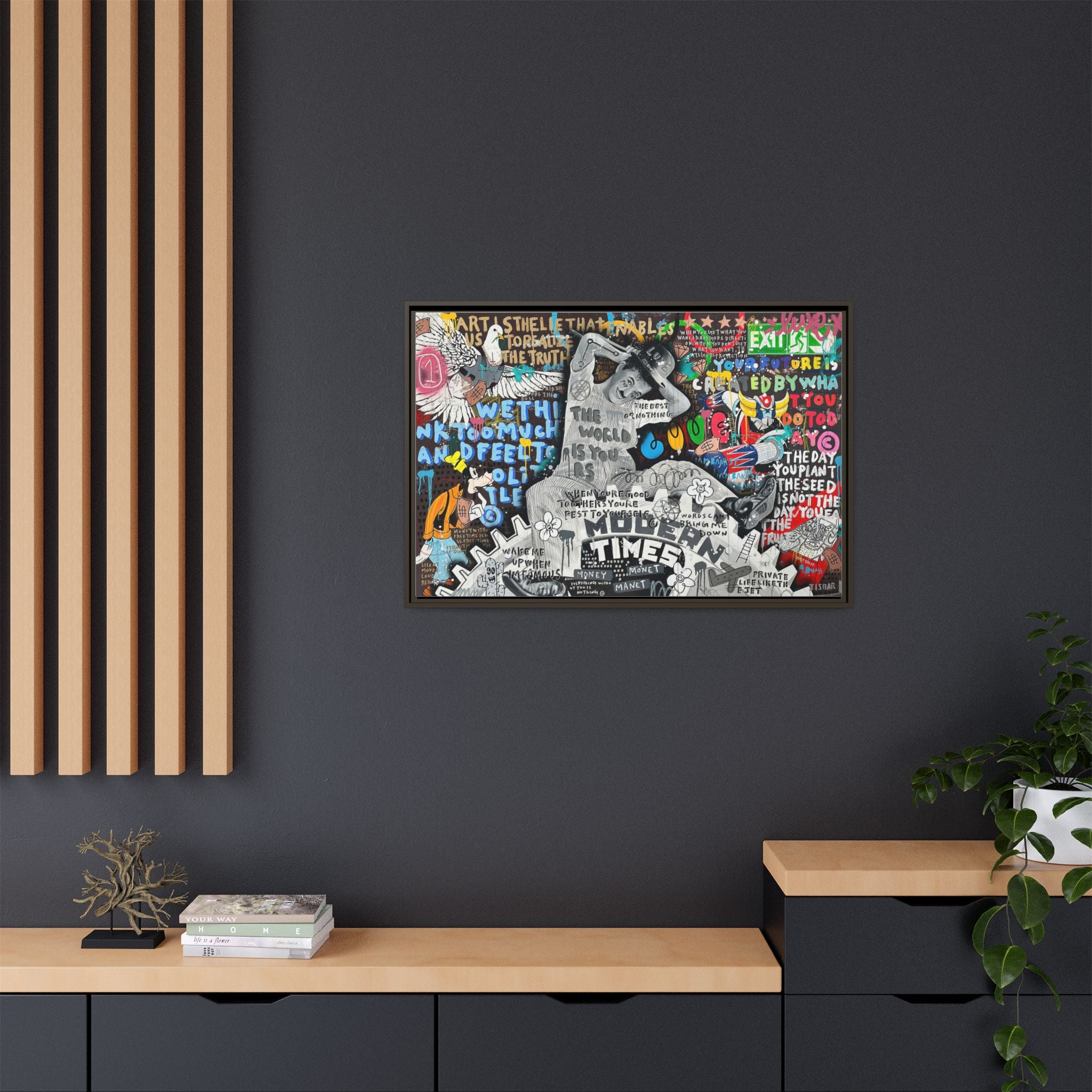 Urban Kaleidoscope: Street Art Fusion, Visual Commentary, Graffiti Narrative - Canvas Wall Art