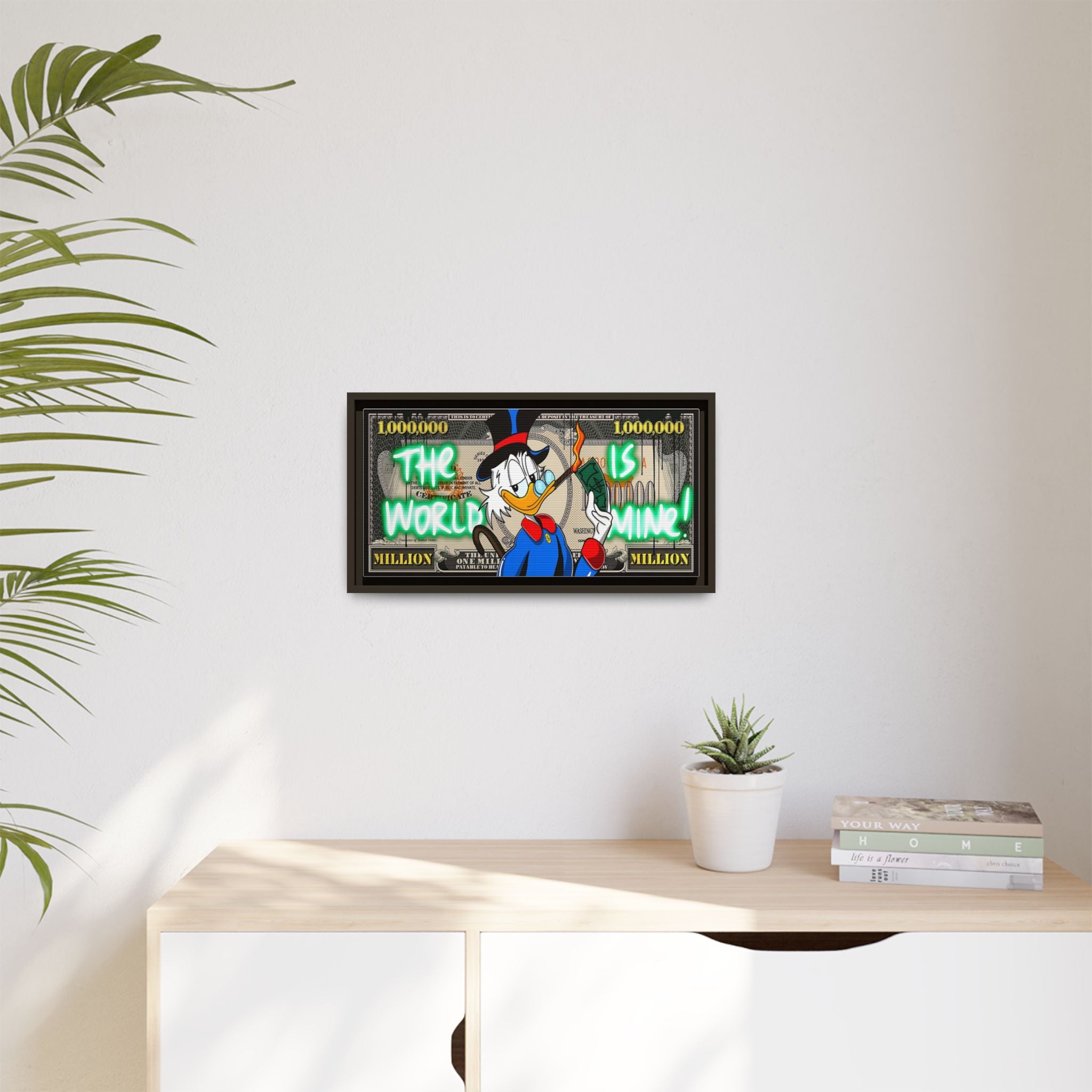 Duck Dollar Domination: Pop Art Financial Satire, Disney Character Urban Commentary - Canvas Wall Art