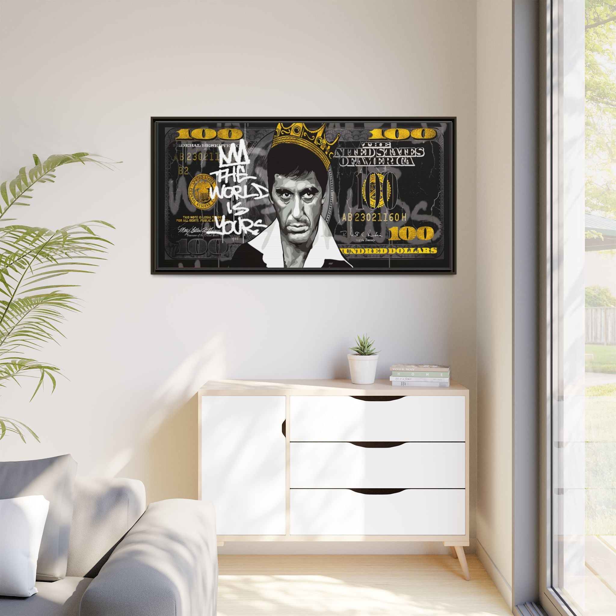 Crowned in Green: Pop Art Crime Iconography, Urban Financial Rebellion - Canvas Wall Art
