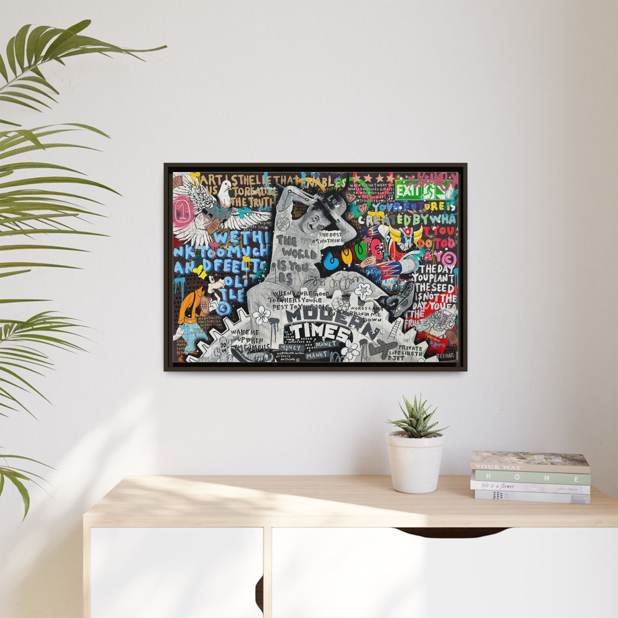 Urban Kaleidoscope: Street Art Fusion, Visual Commentary, Graffiti Narrative - Canvas Wall Art