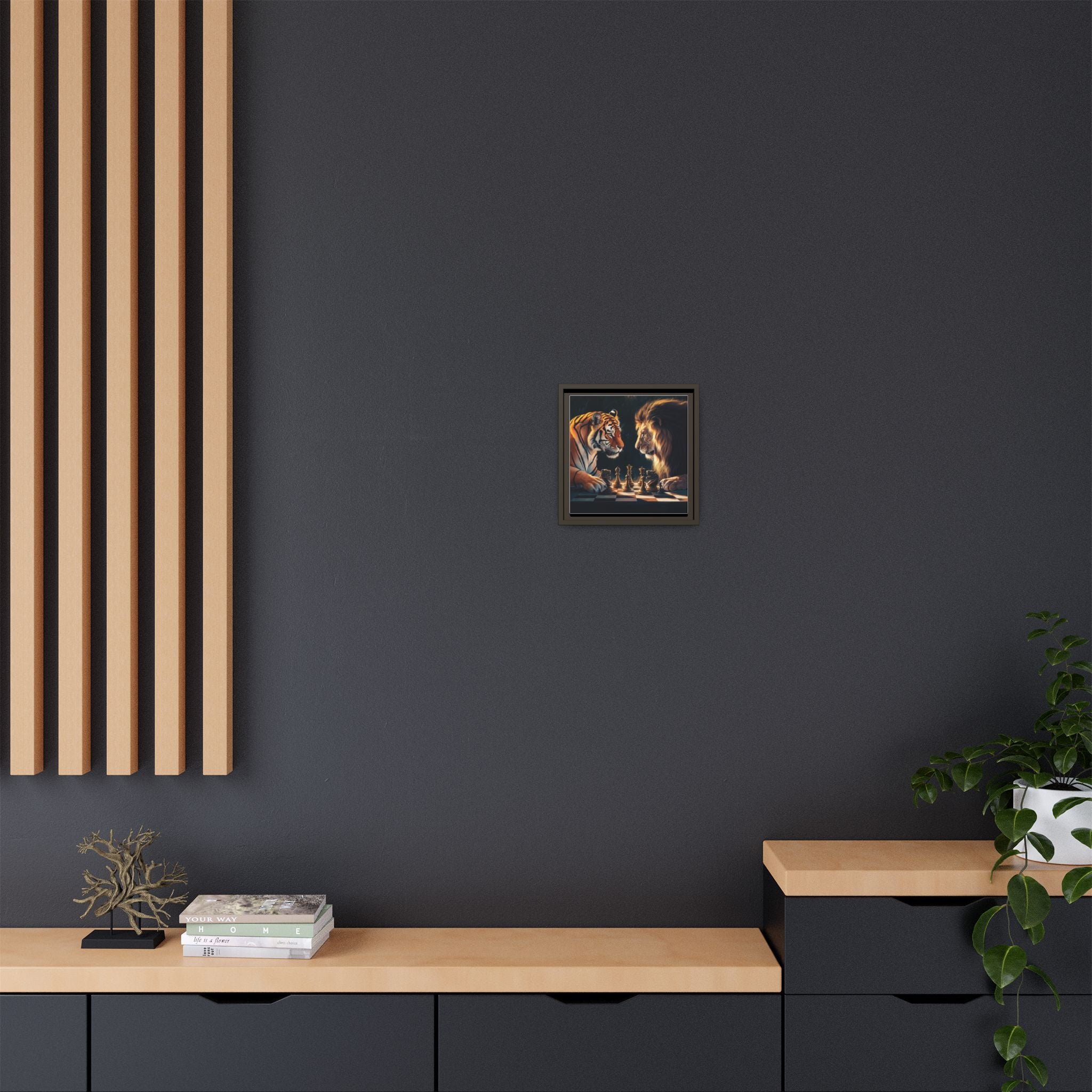 Predatory Strategies: Animal Kingdom Chess, Metaphorical Digital Art - Canvas Wall Art